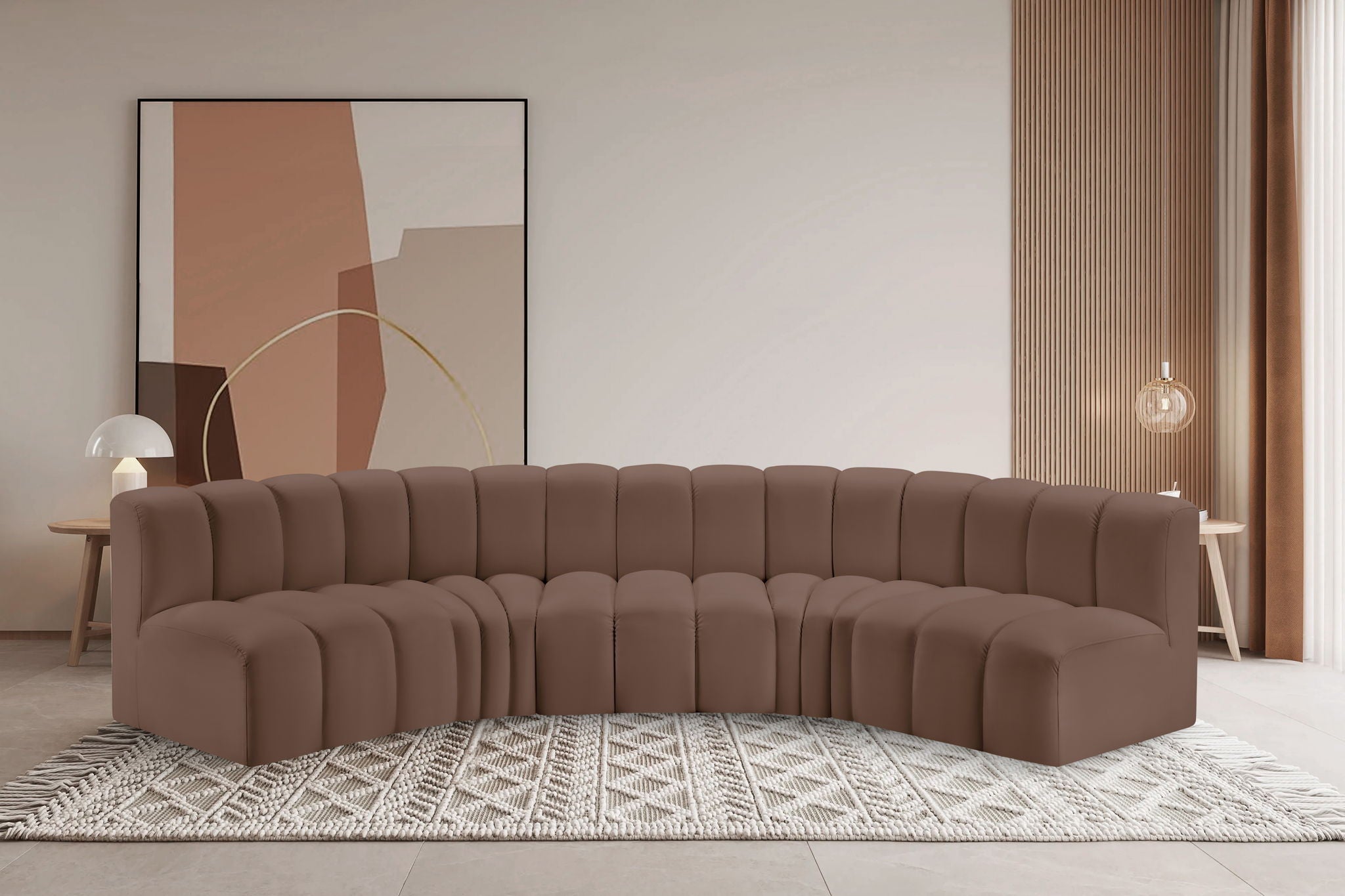 Arc - Faux Leather 5 Piece U-Shaped Modular Sofa