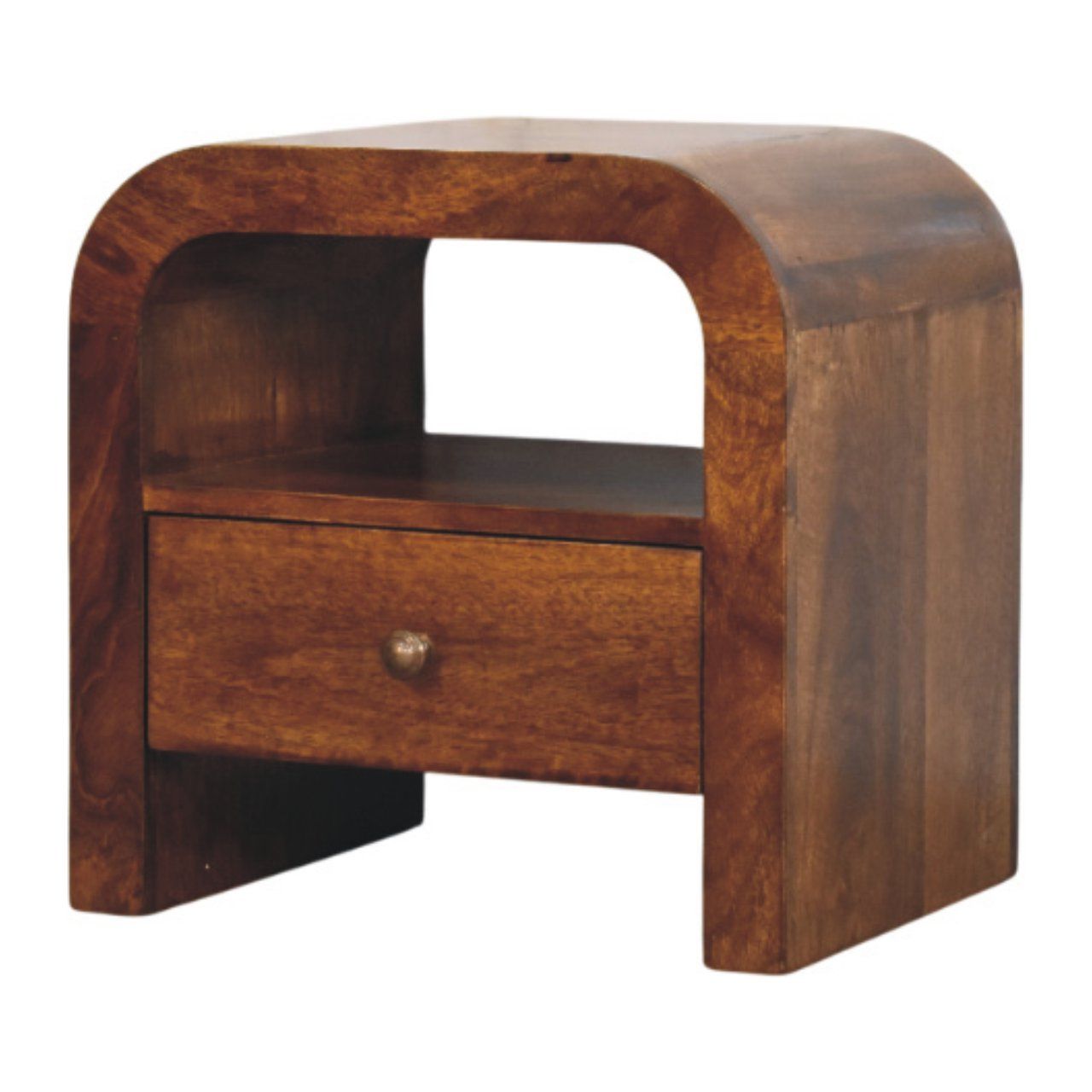 Darcy - Nightstand With Drawer And Open Shelf - Brown