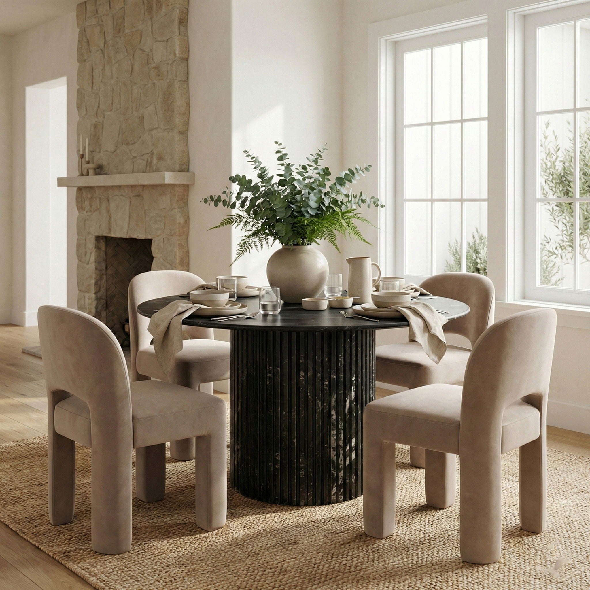 Celine - Velvet Performance Fabric Upholstered Dining Chair (Set of 2) - Taupe