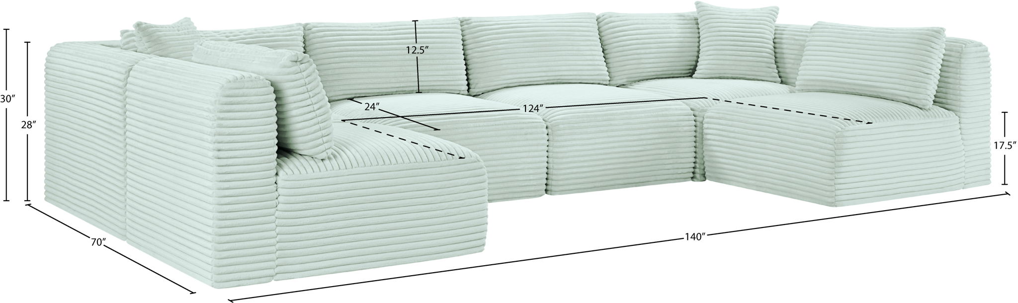 Shaggy - 6 Piece Modular U-Shaped Armless Sectional
