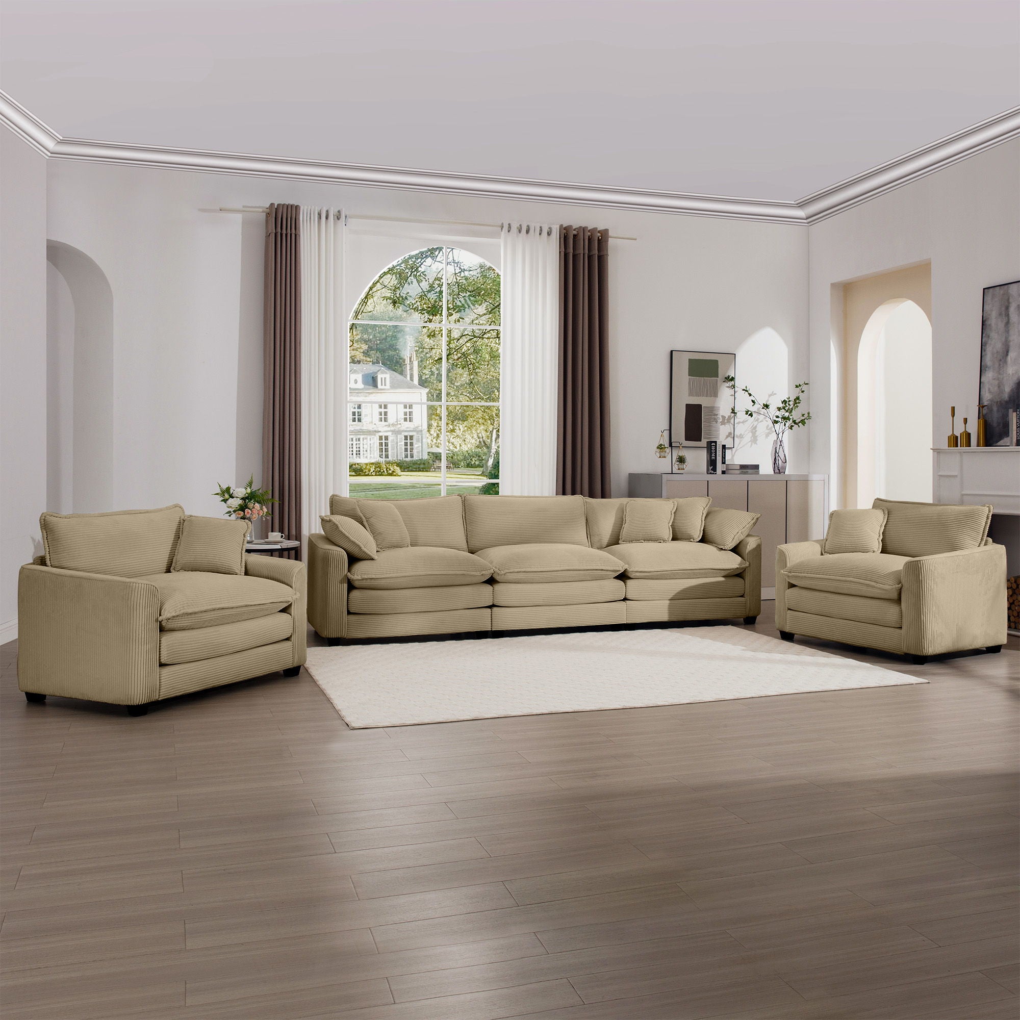 Elegant Oversized Sectional Sofa Set With Deep Seats And Flexible Layout