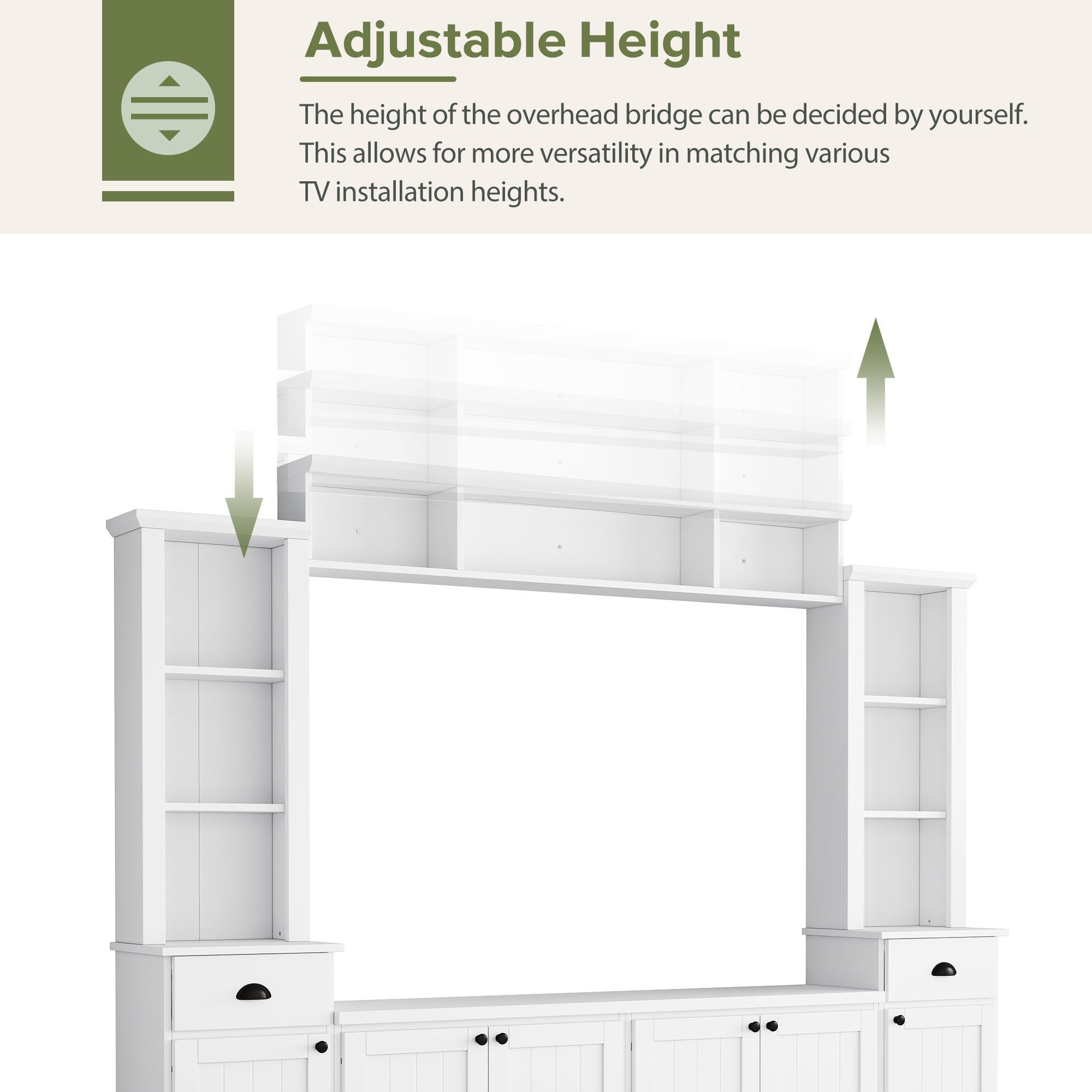 Minimalist Entertainment Wall Unit Set With Bridge For TVs Up To 75"