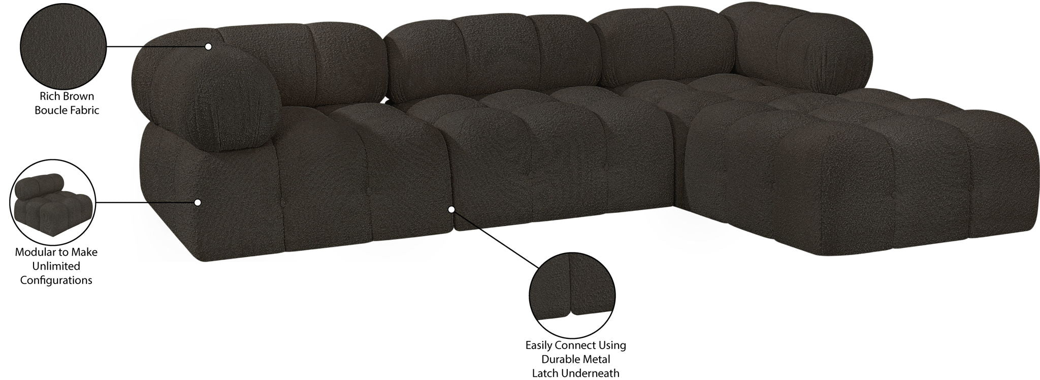 Ames - 4 Piece Fabric Modular Sectional