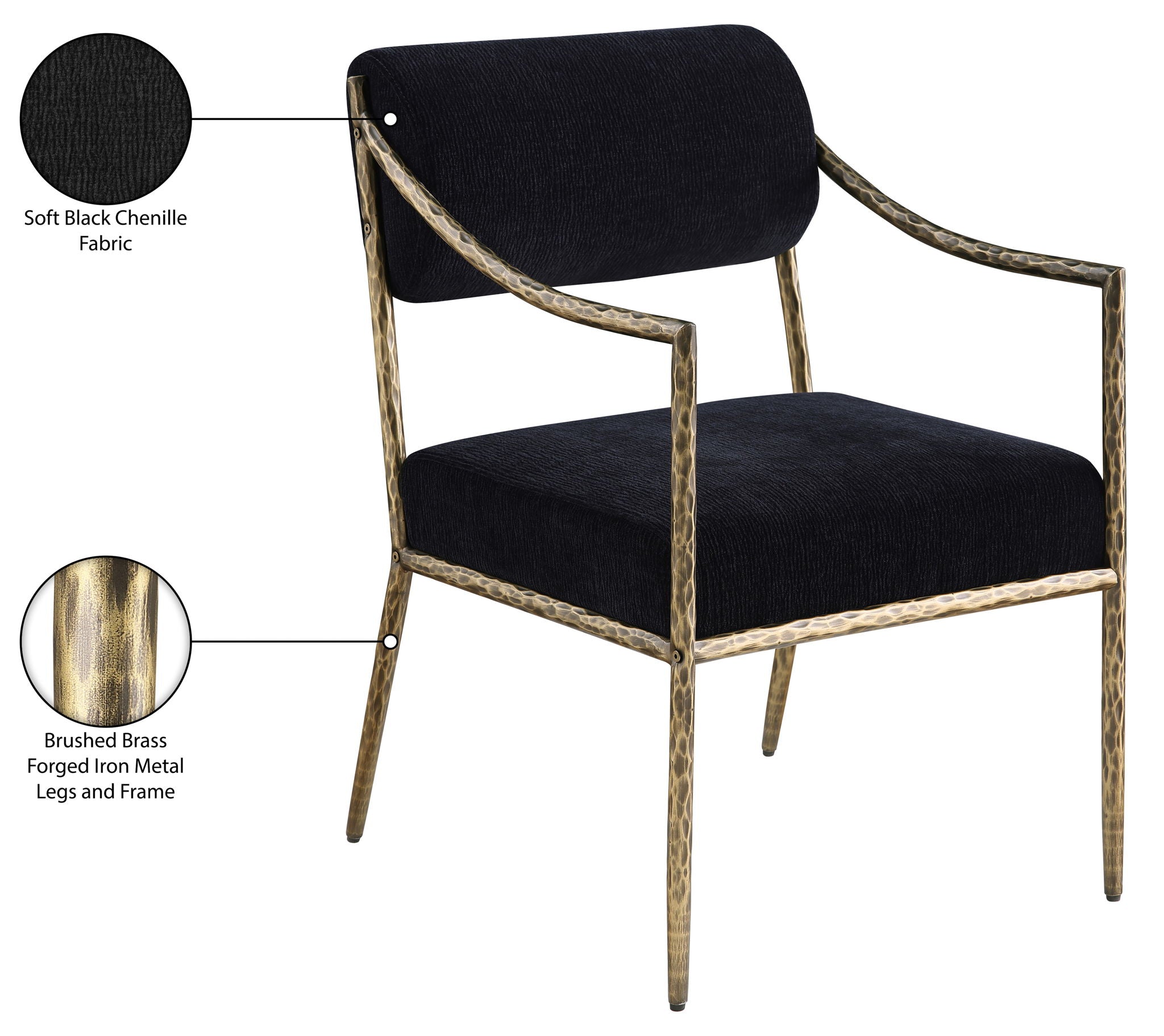 Bastille - Upholstered Dining Arm Chair (Set of 2) - Brass Frame
