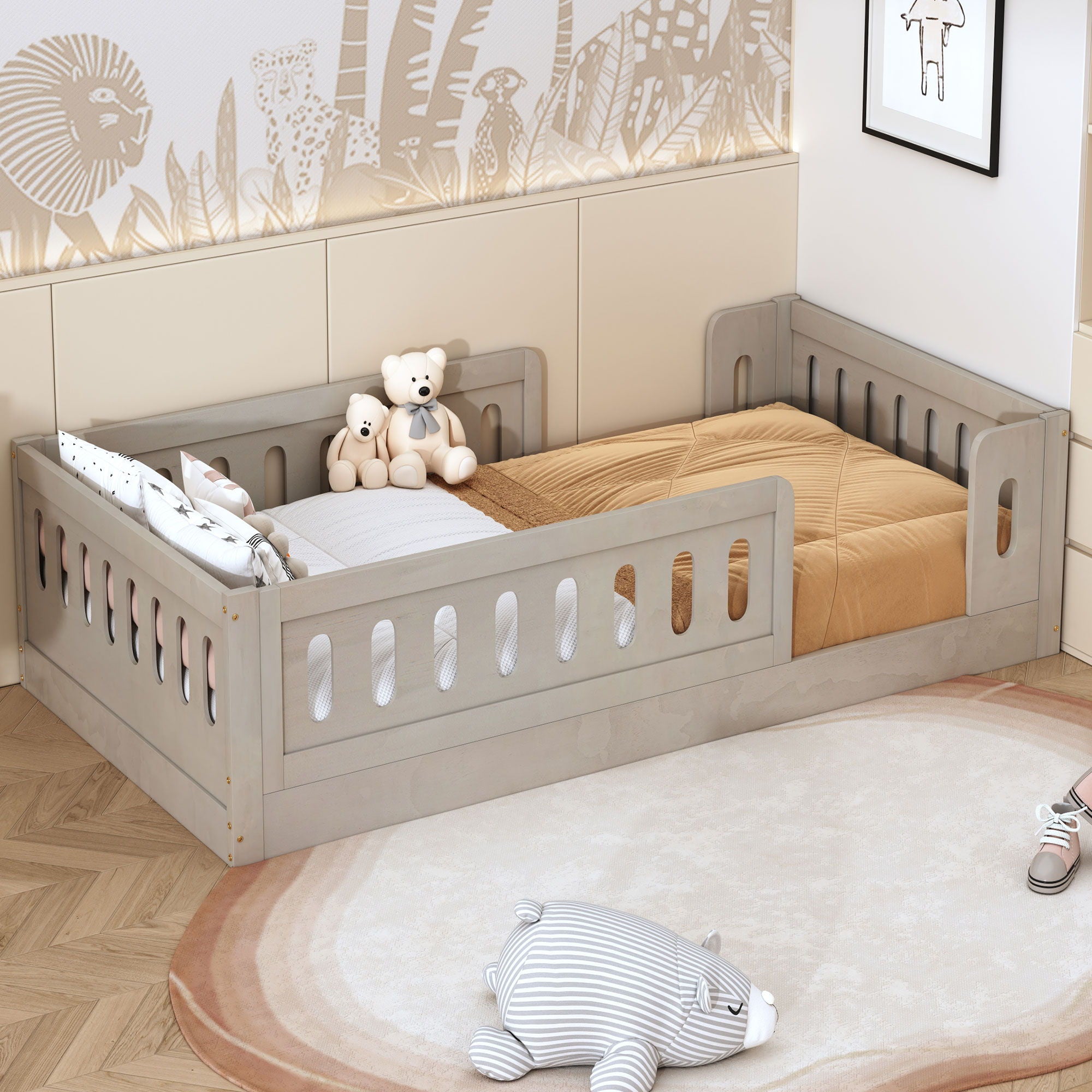 Platform Bed With Guardrail
