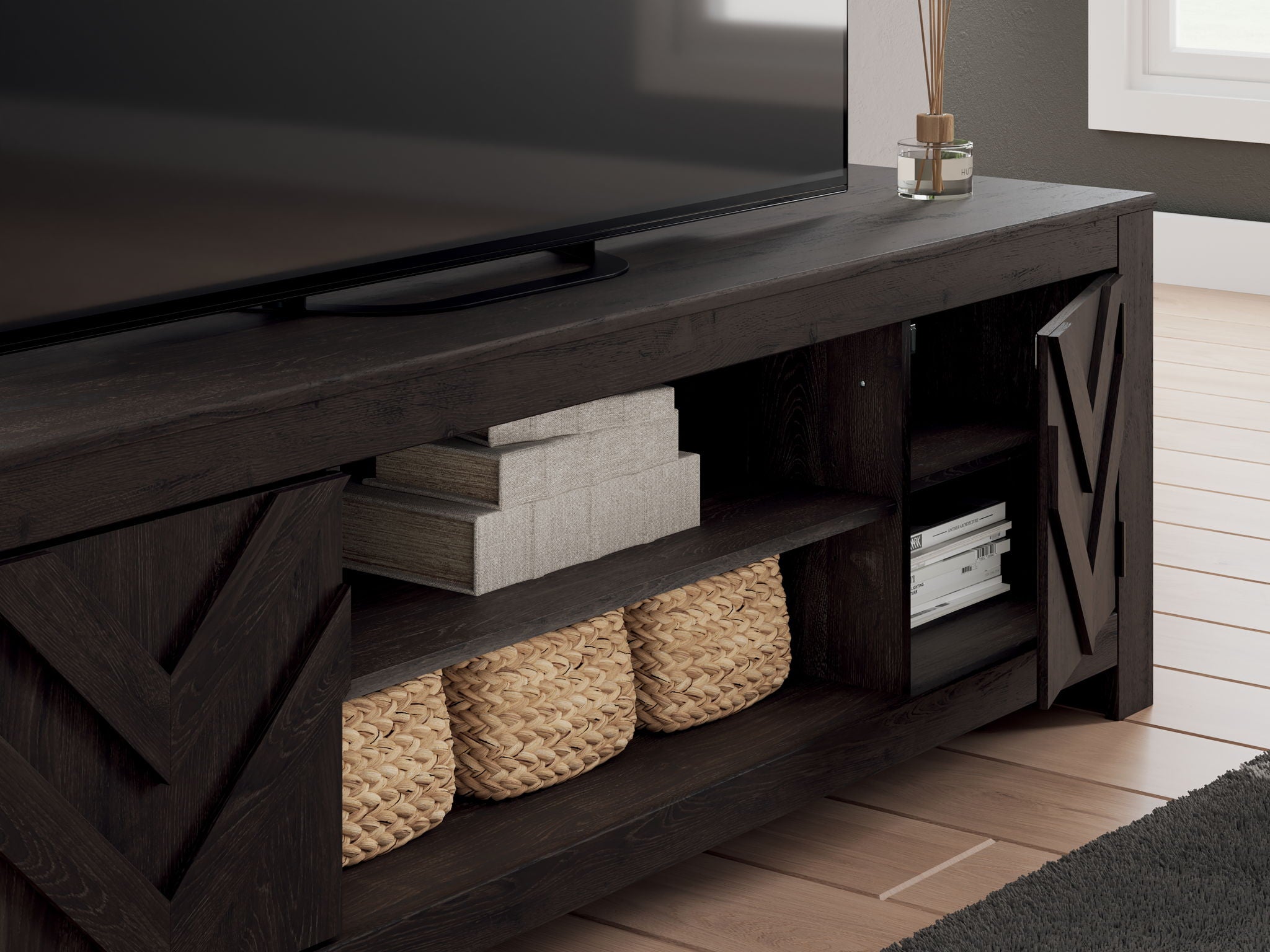 Cayboni - LG TV Stand With Fireplace Option