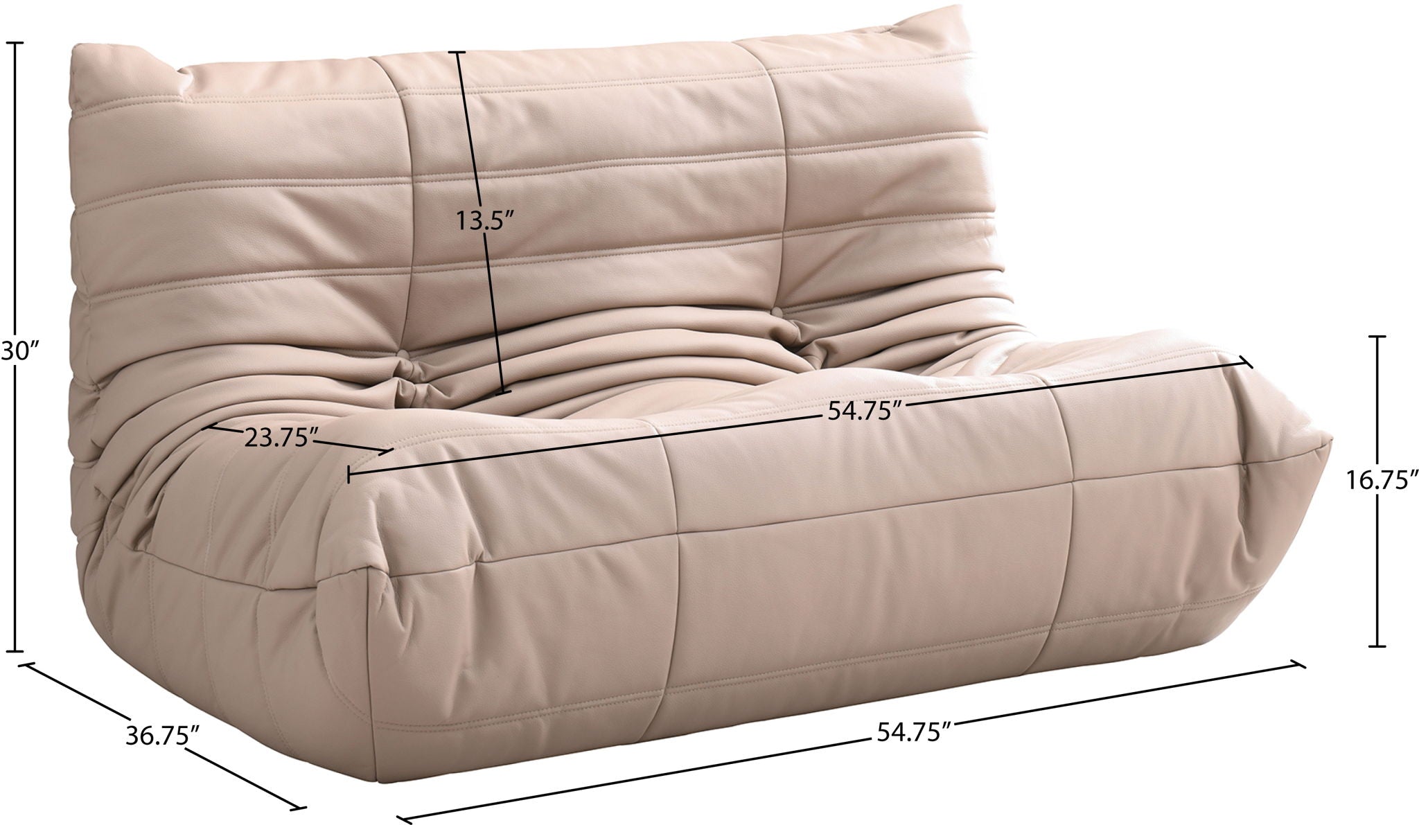Relax - Vegan Leather 54.75" Upholstered Loveseat - Tan