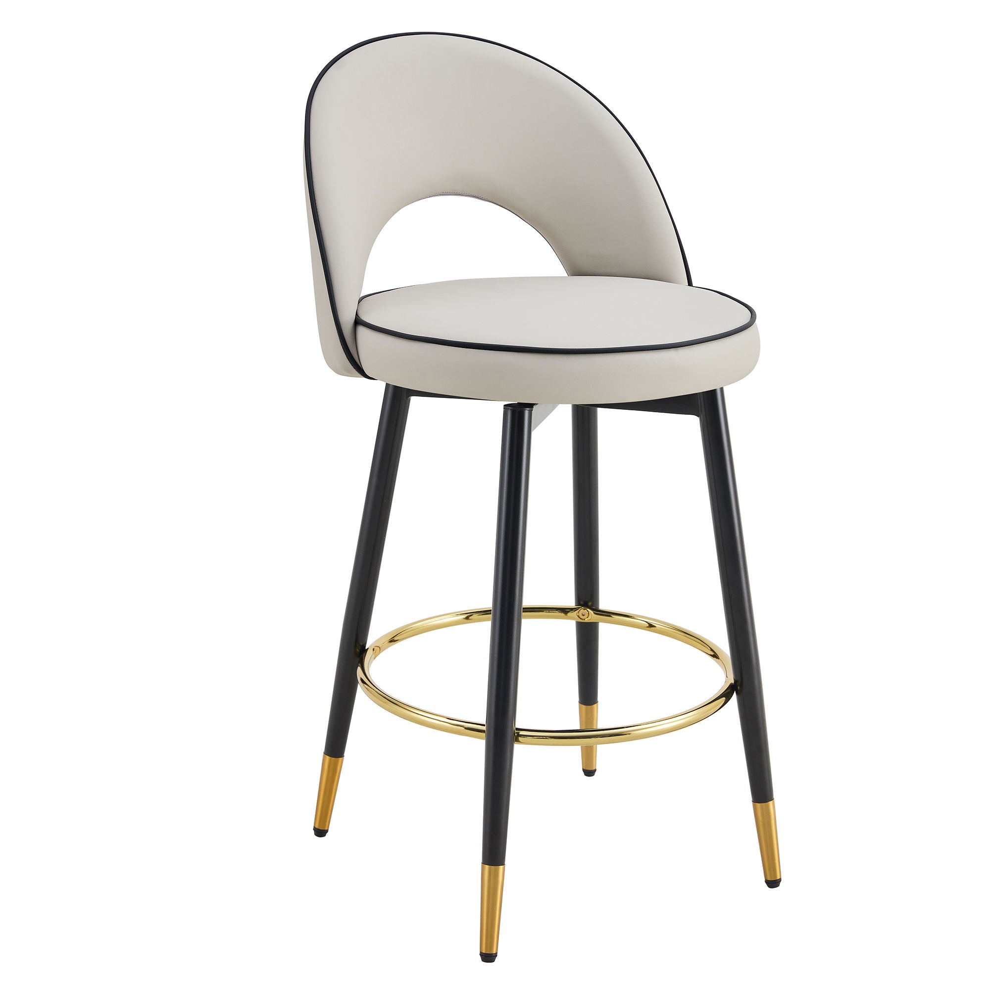 Modern Upholstered 360° Rotatable Bar Chair With Metal Legs For Dining Room (Set of 2)