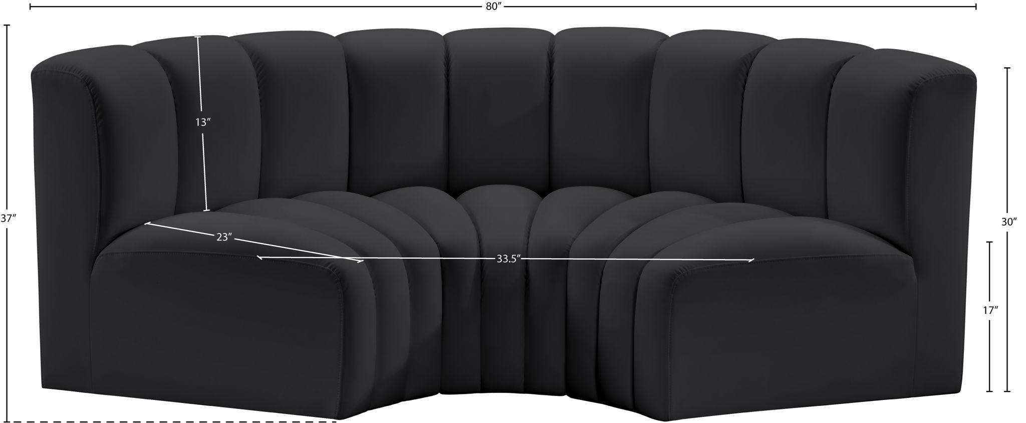 Arc - Faux Leather 3 Piece Modular U-Shaped Sofa