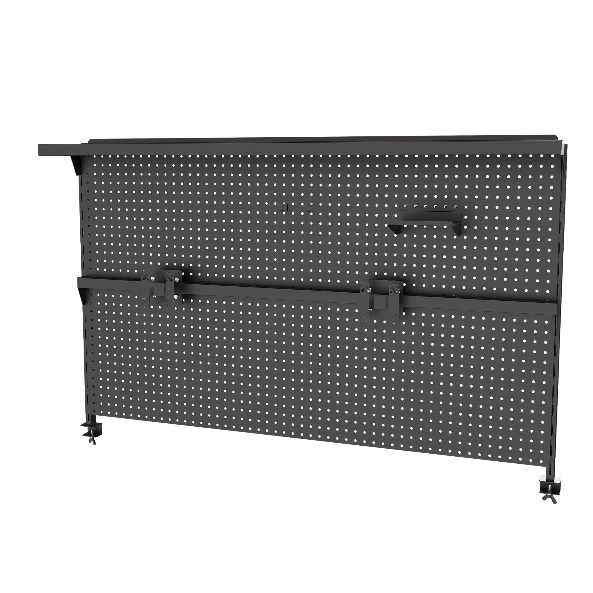 Clamp On Desk Pegboard With Single Monitor Stand