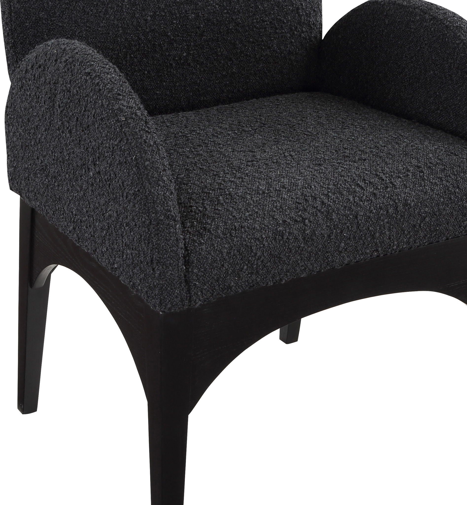 Waldorf - Boucle Dining Arm Chair With Black Legs