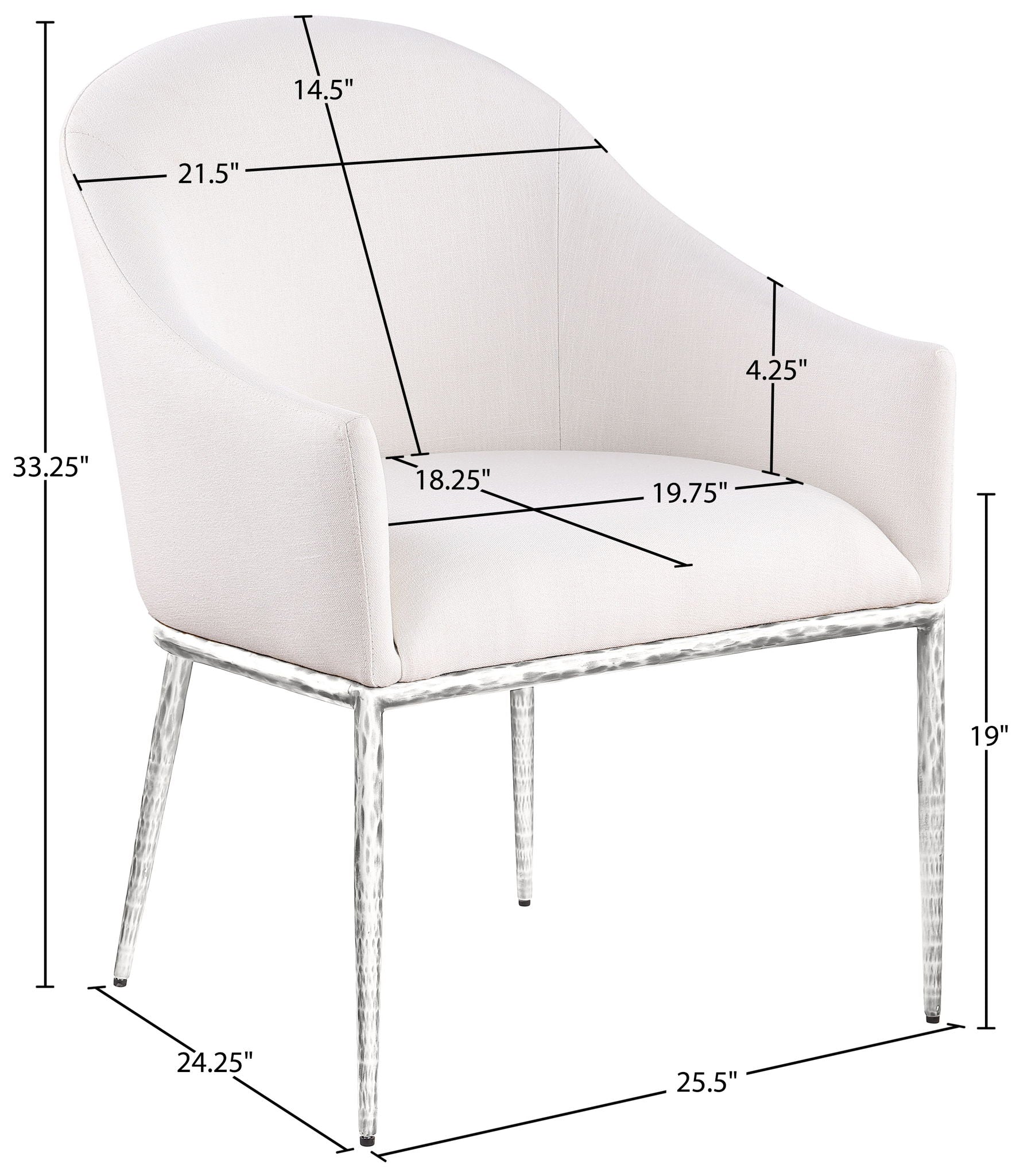 Ferro - Upholstered Dining Arm Chair With Brushed Silver Legs