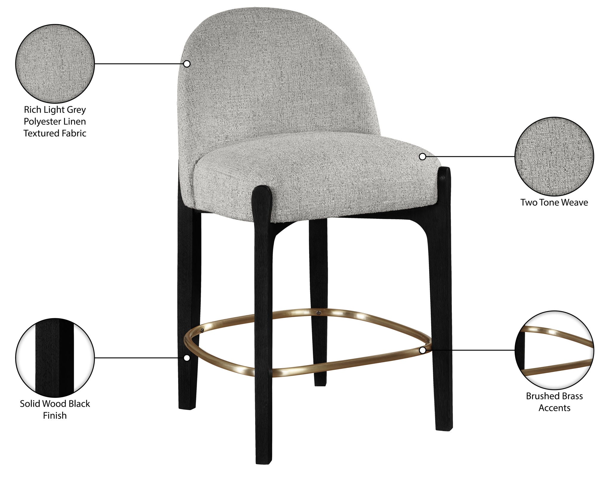 Torino - Counter Stool With Brushed Black Base
