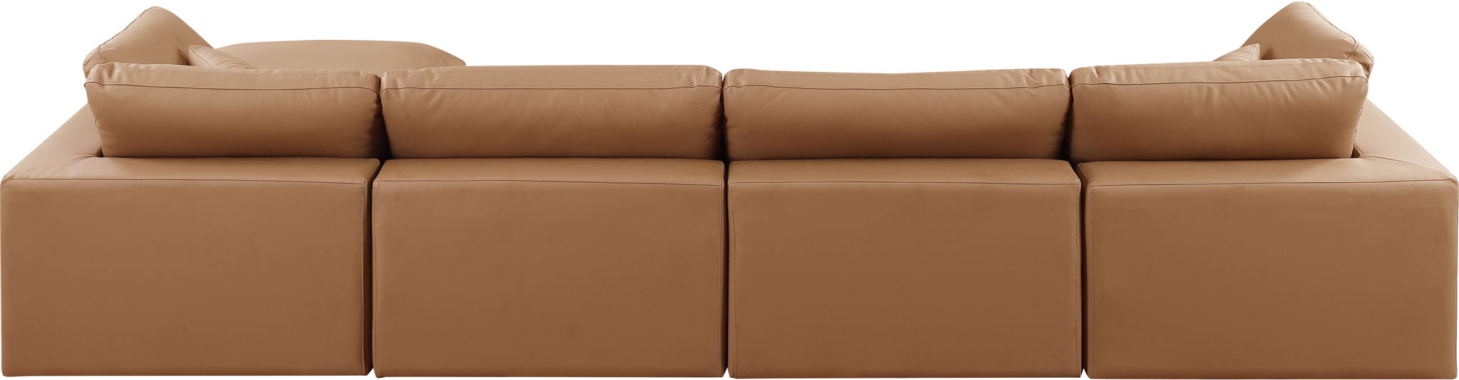 Comfy - 5 Piece Faux Leather Modular Sectional With Chaise
