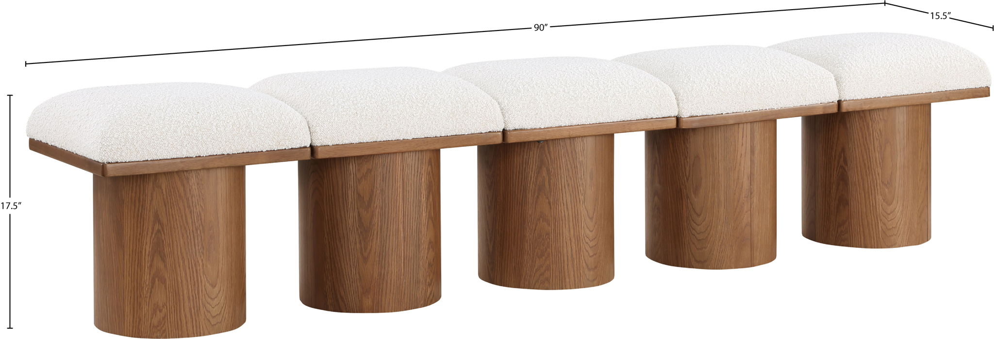 Pavilion - 5 Piece Modular Bench With Walnut Base