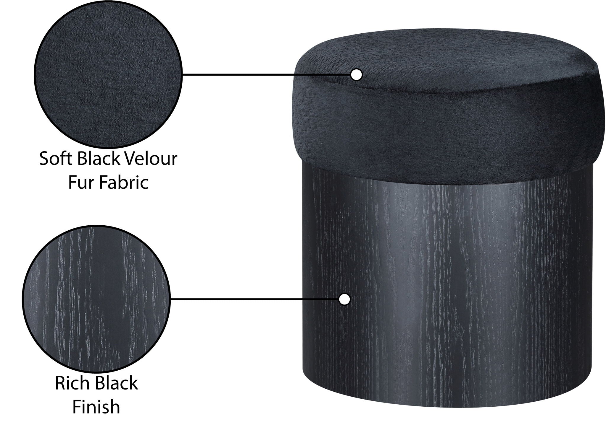 Nimes - Ottoman / Stool With Black Base