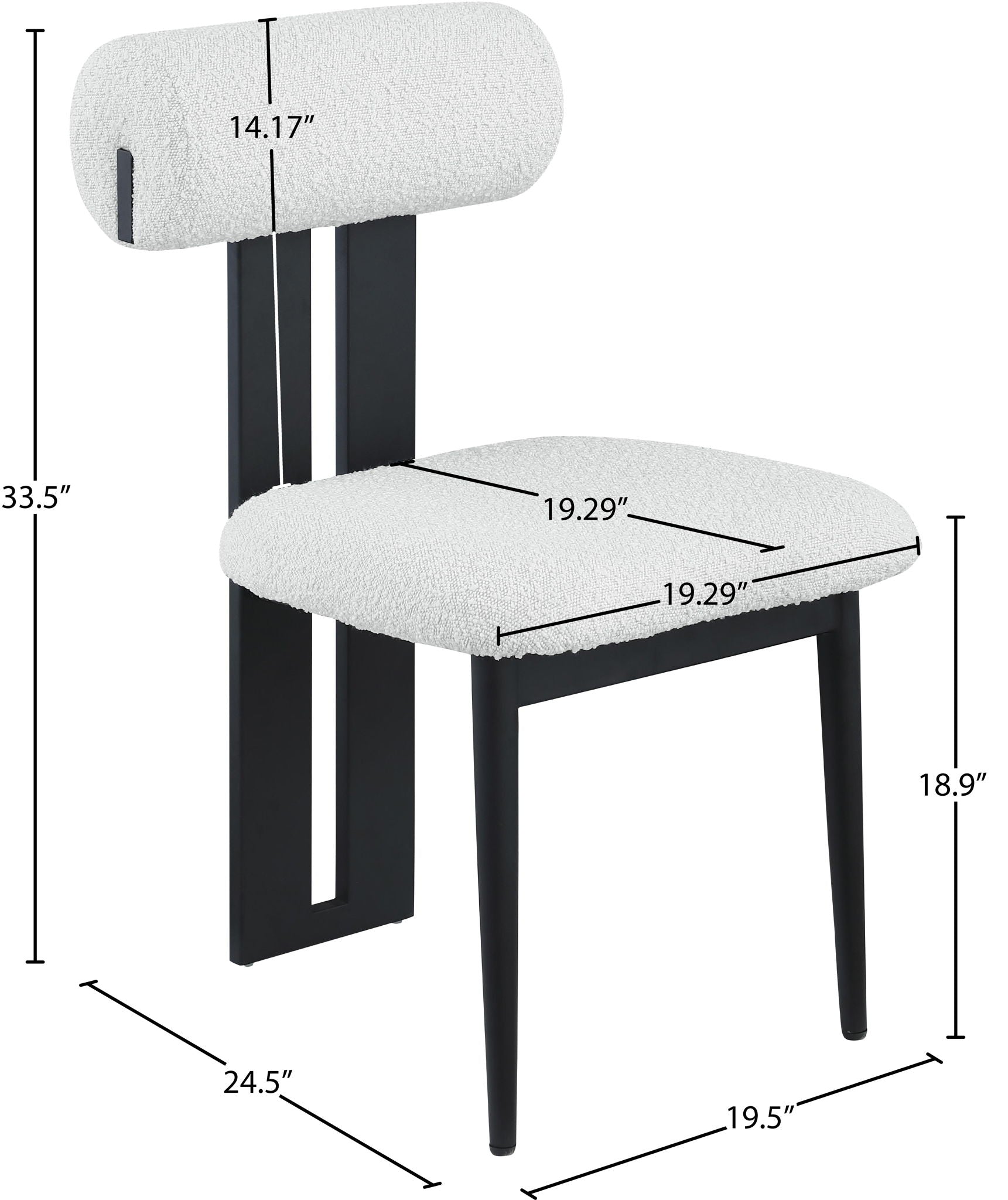 Dario - Boucle Dining Chair With Black Frame (Set of 2)