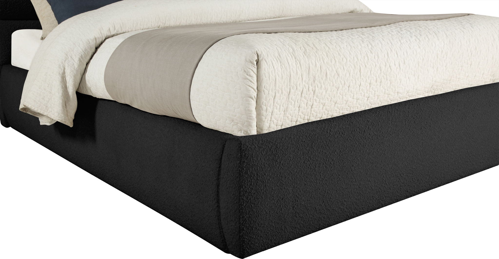 Adam - Boucle Fabric Bed With 89" Headboard