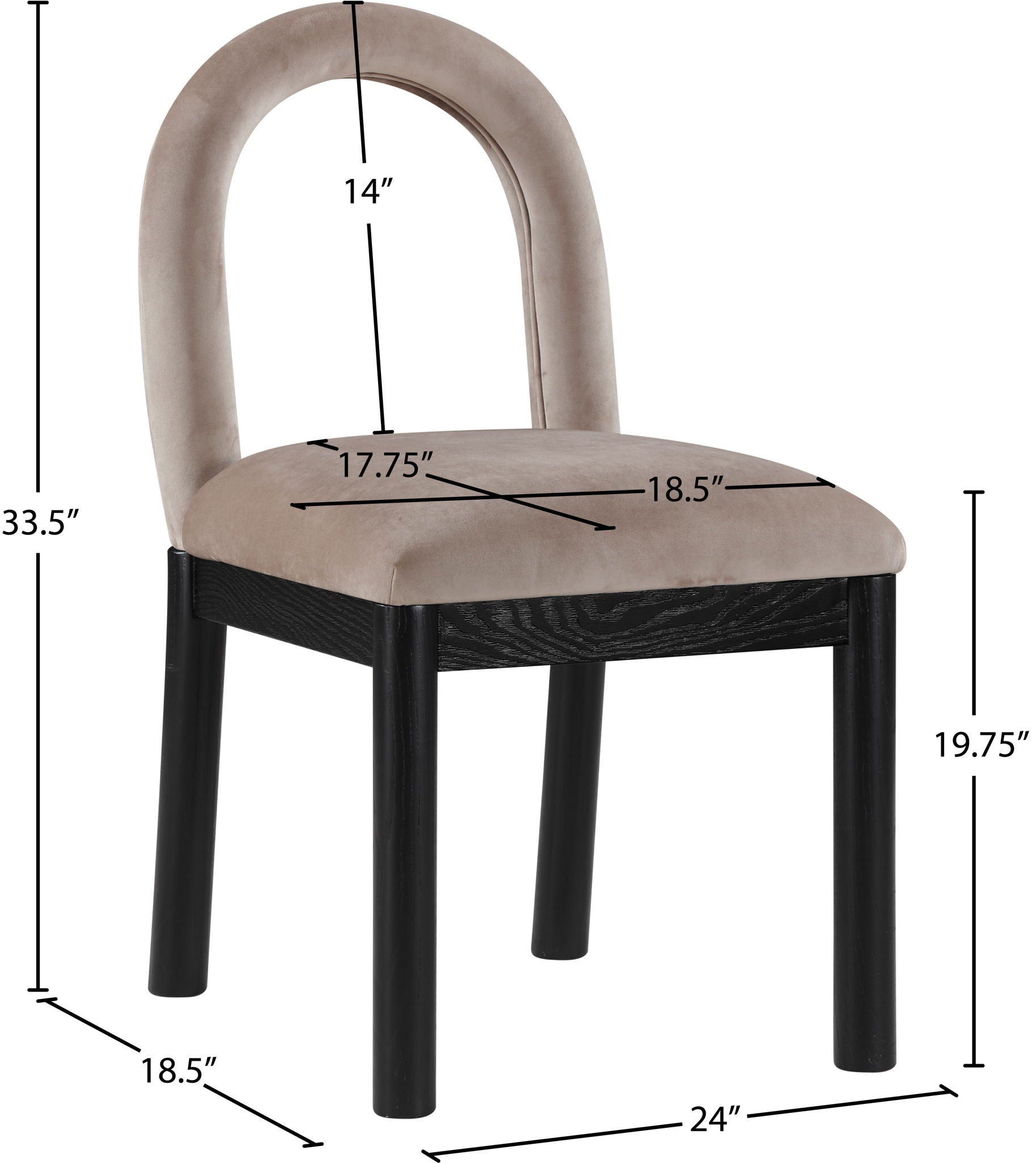 Conrad - Velvet Dining Chair With Black Legs