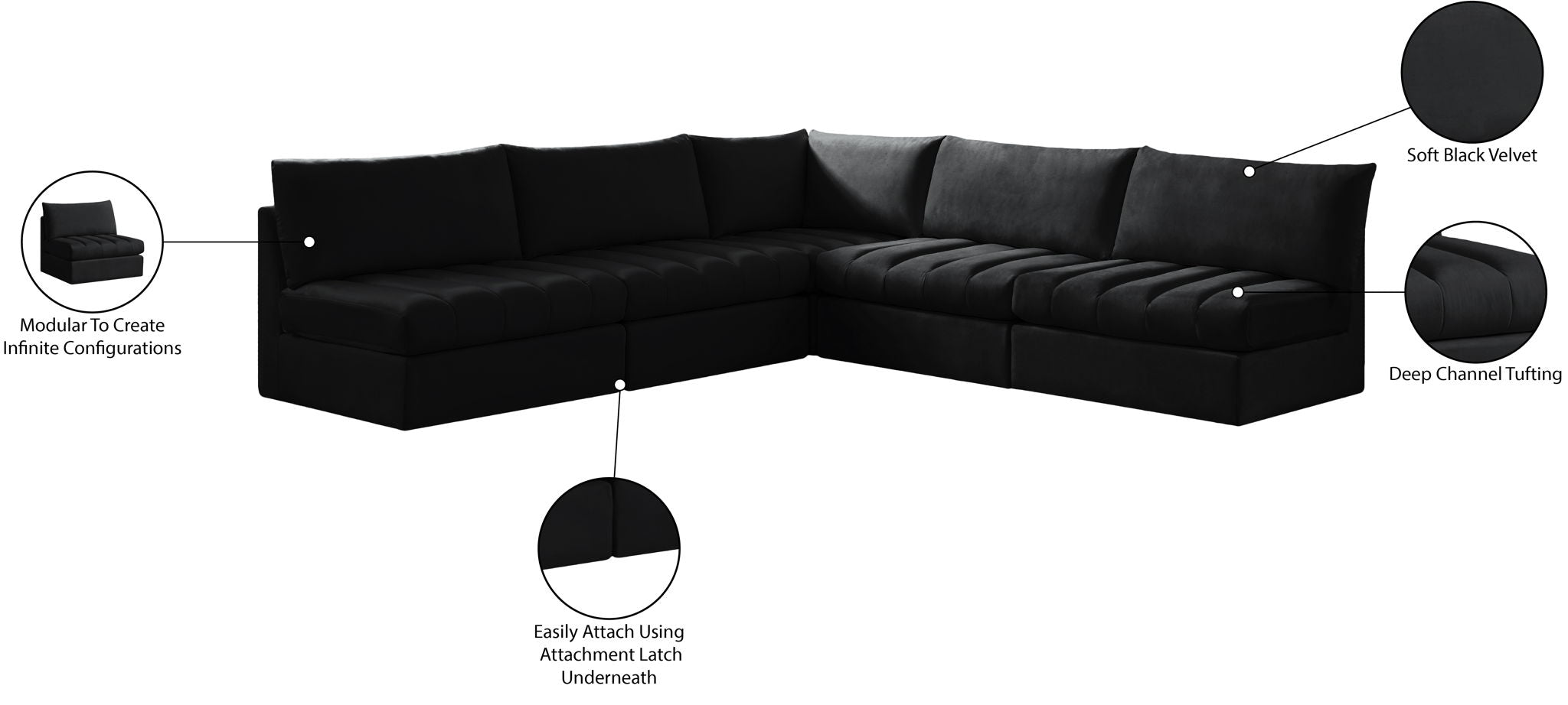 Jacob - Modular Corner Armless Sectional 5 Piece