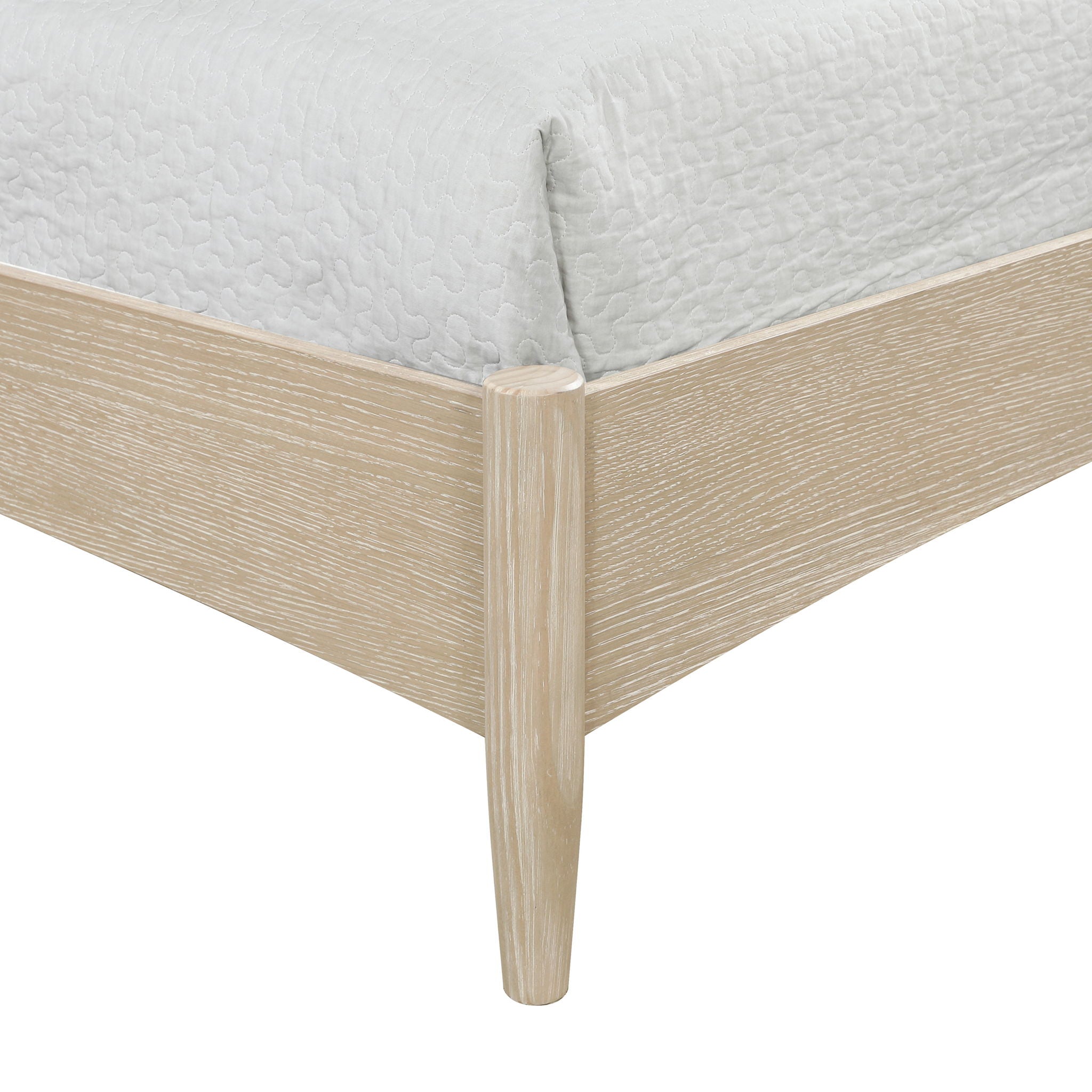 Santos - Vegan Leather Headboard And Wood Bed - Waxed Natural Frame