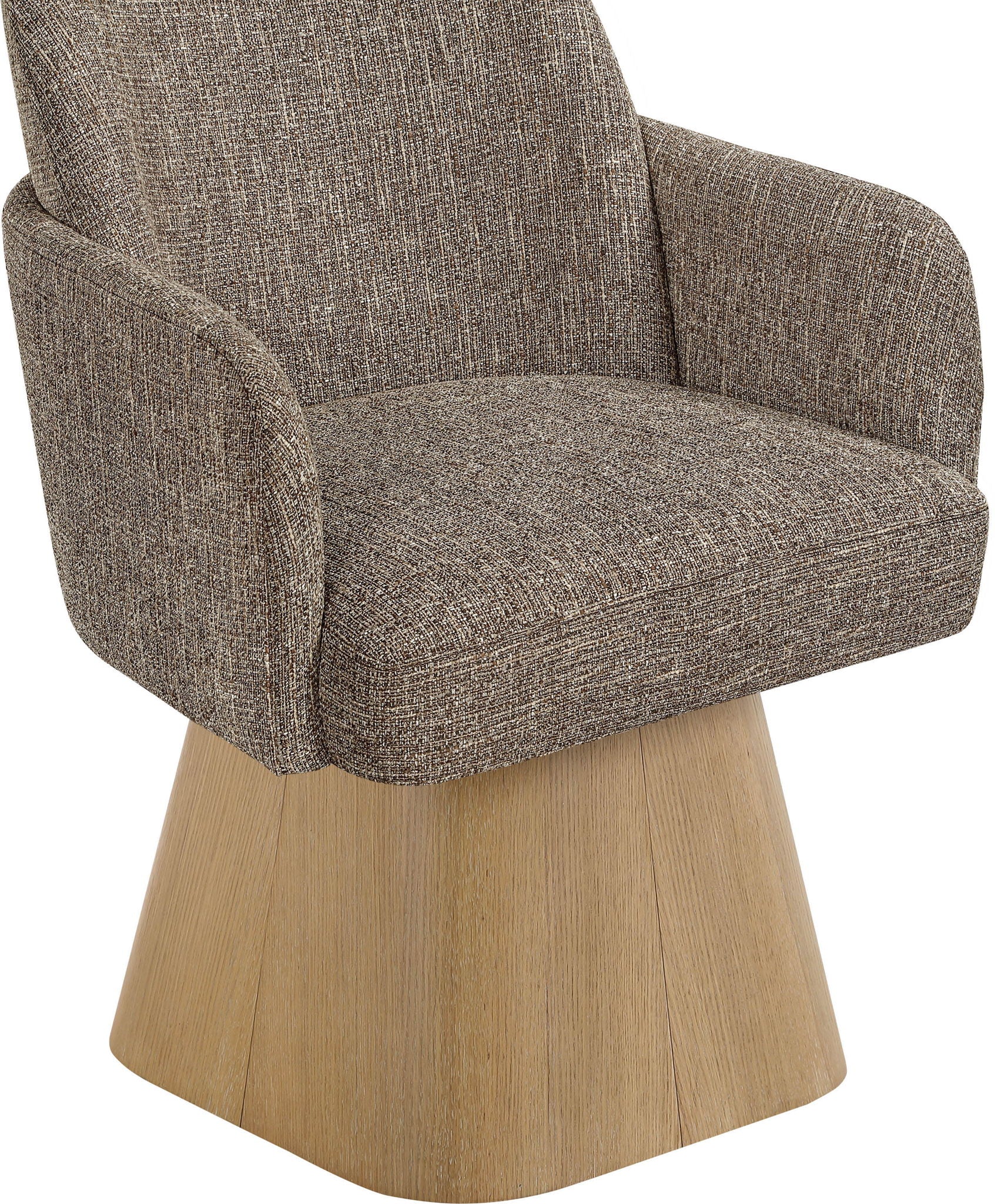 Marlowe - Linen Textured Fabric Upholstered Swivel Dining Arm Chair - Stained Natural