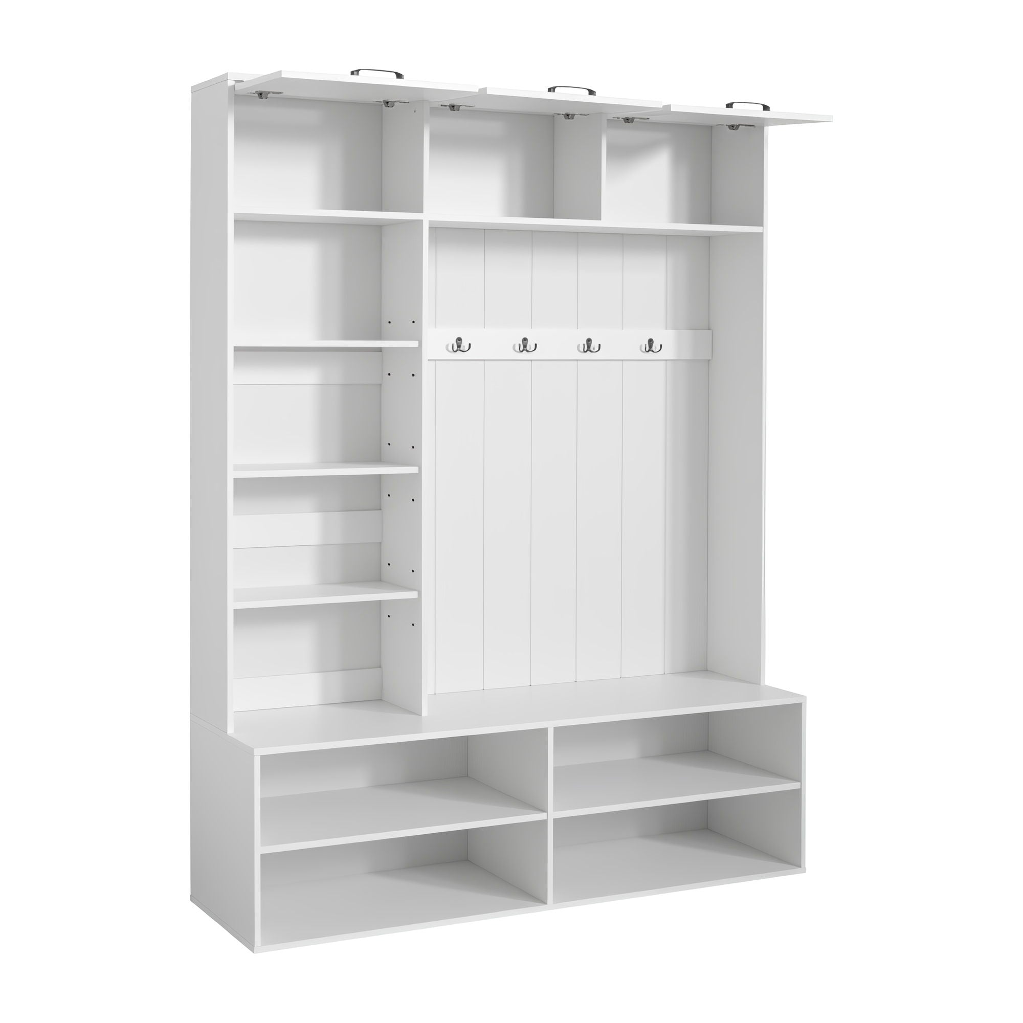 Farmhouse Hall Tree & Bench And Shoe Storage