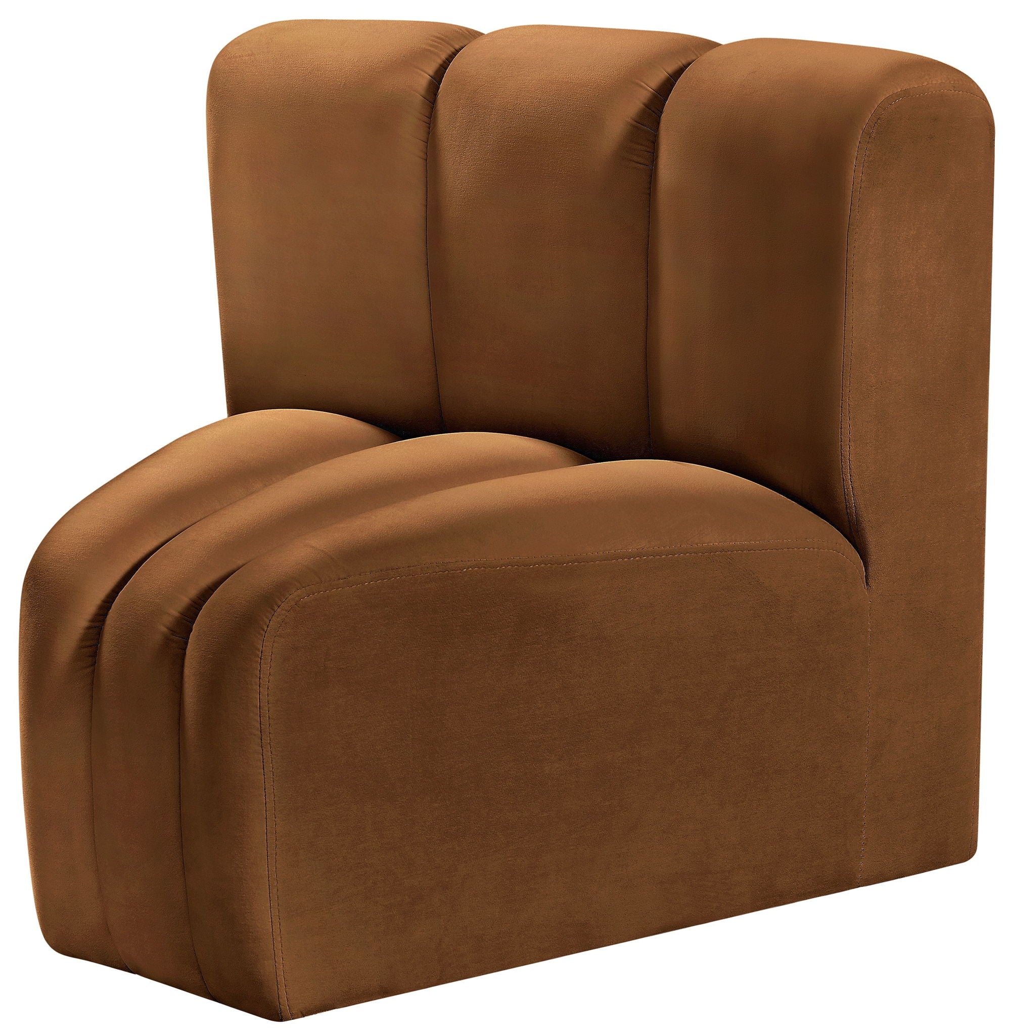 Arc - Velvet Curved Corner Chair - Saddle