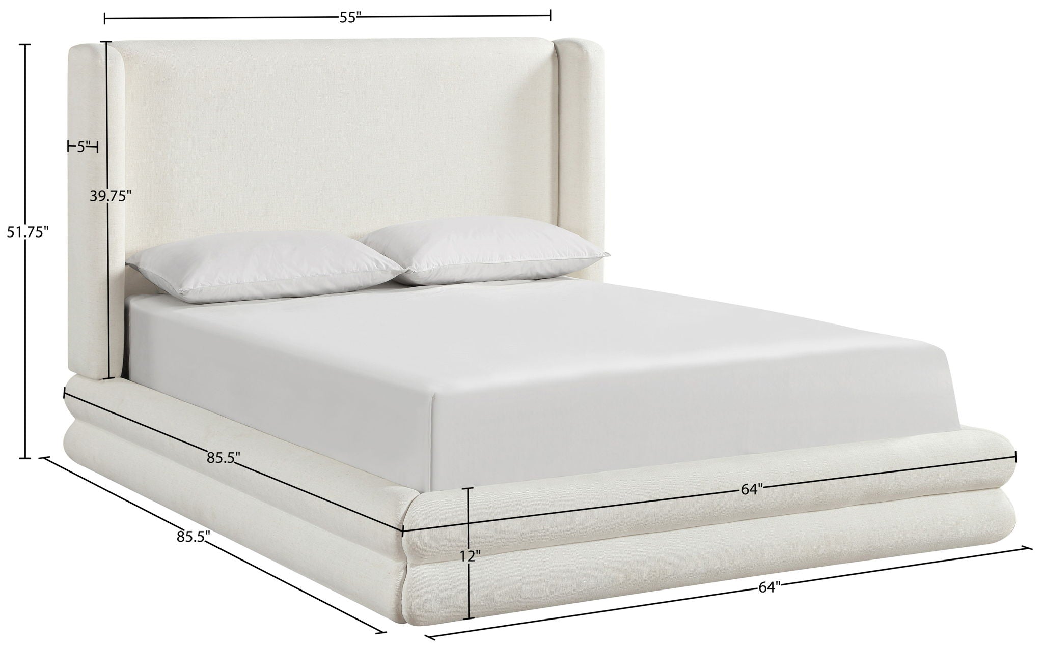Chandra - Linen Textured Fabric Upholstered Bed