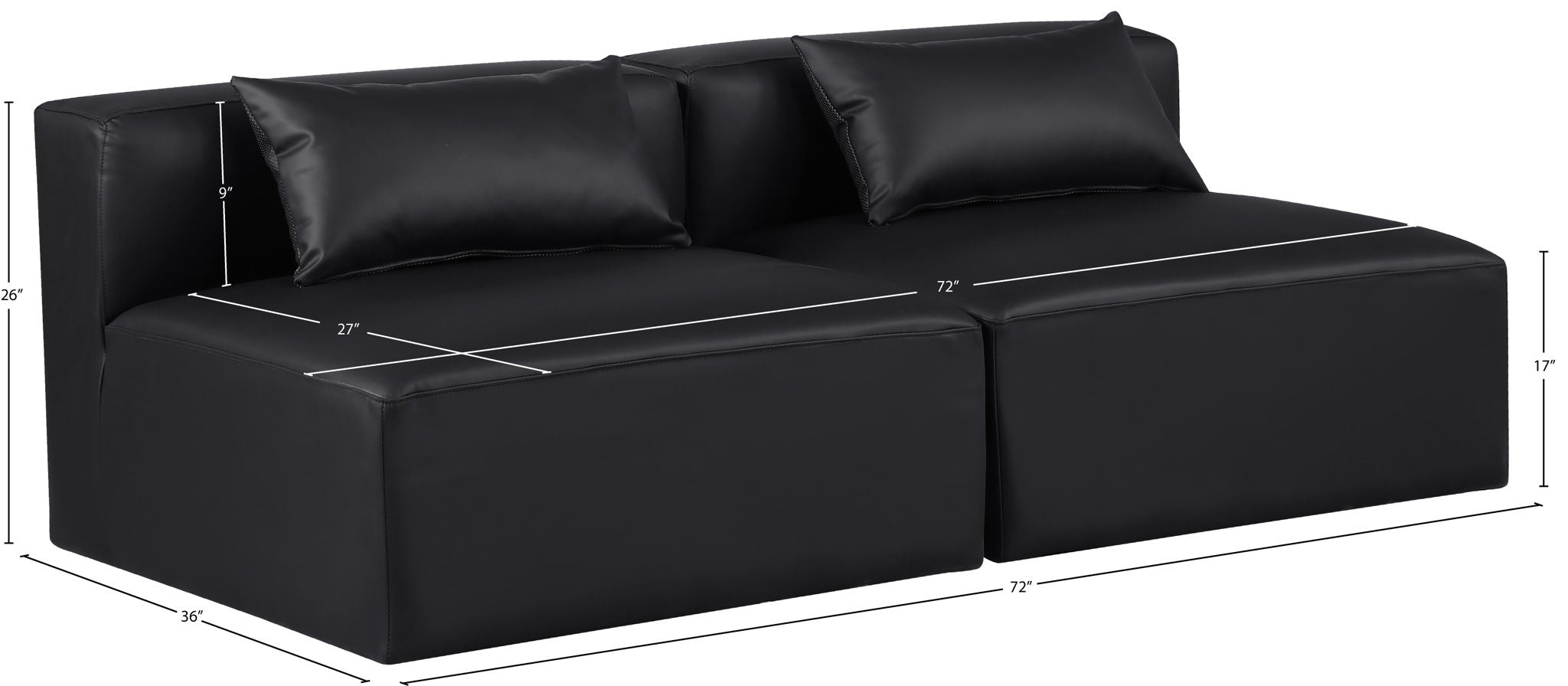 Cube - Modular 2 Seat Armless Sofa
