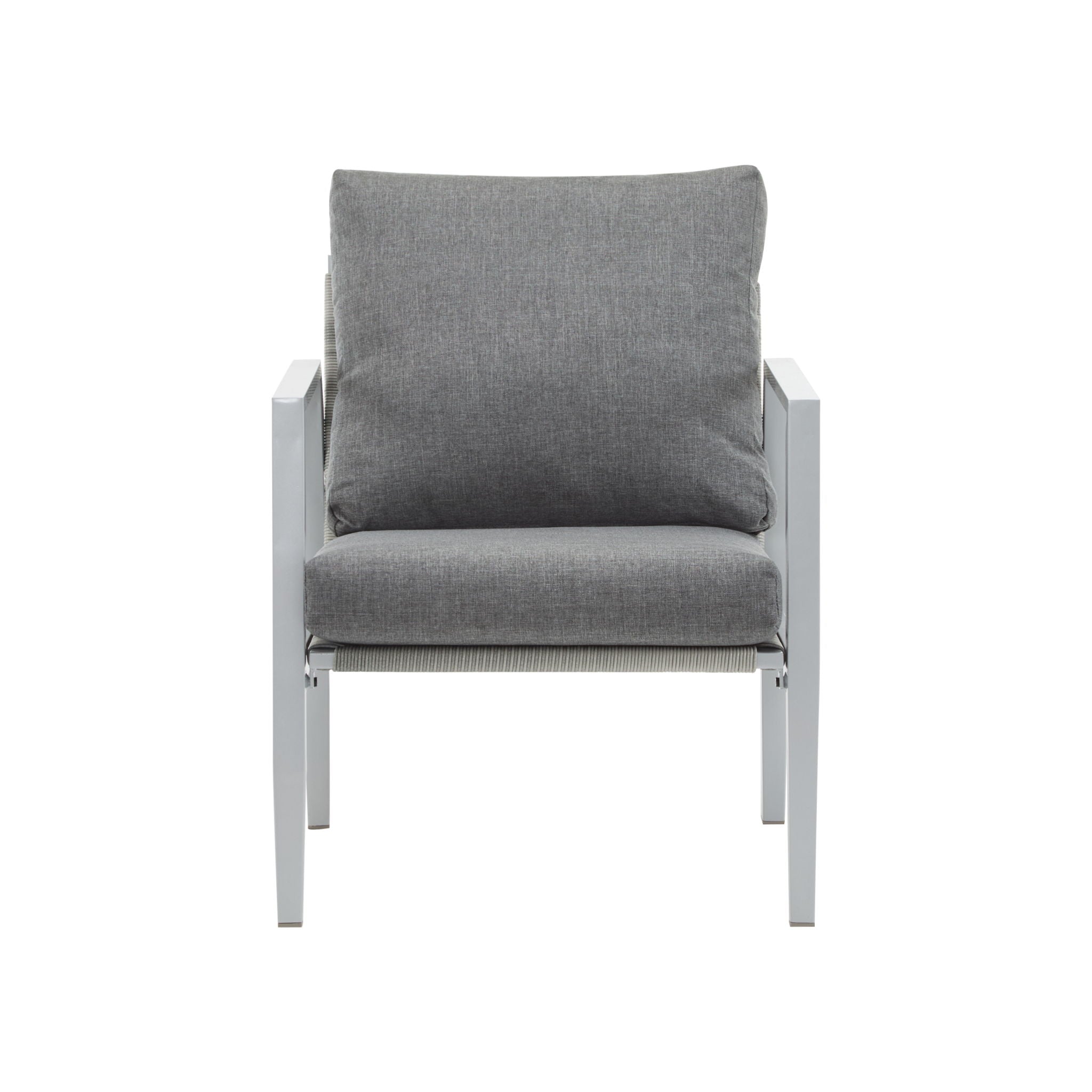 Modern Lounge Chair With Rope Accents And Cushions