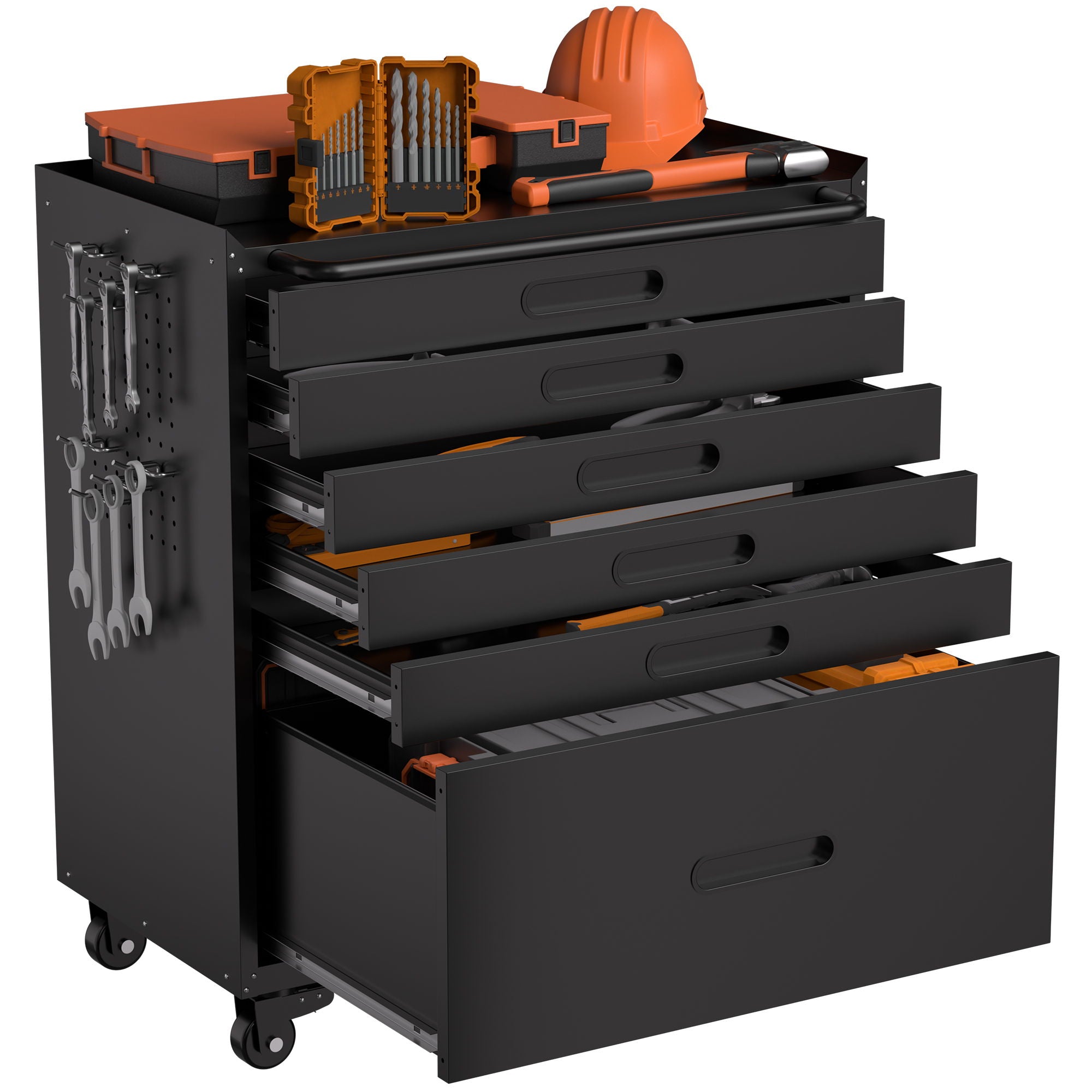 Rolling Tool Cabinet Heavy Duty Garage Storage With Lockable Doors