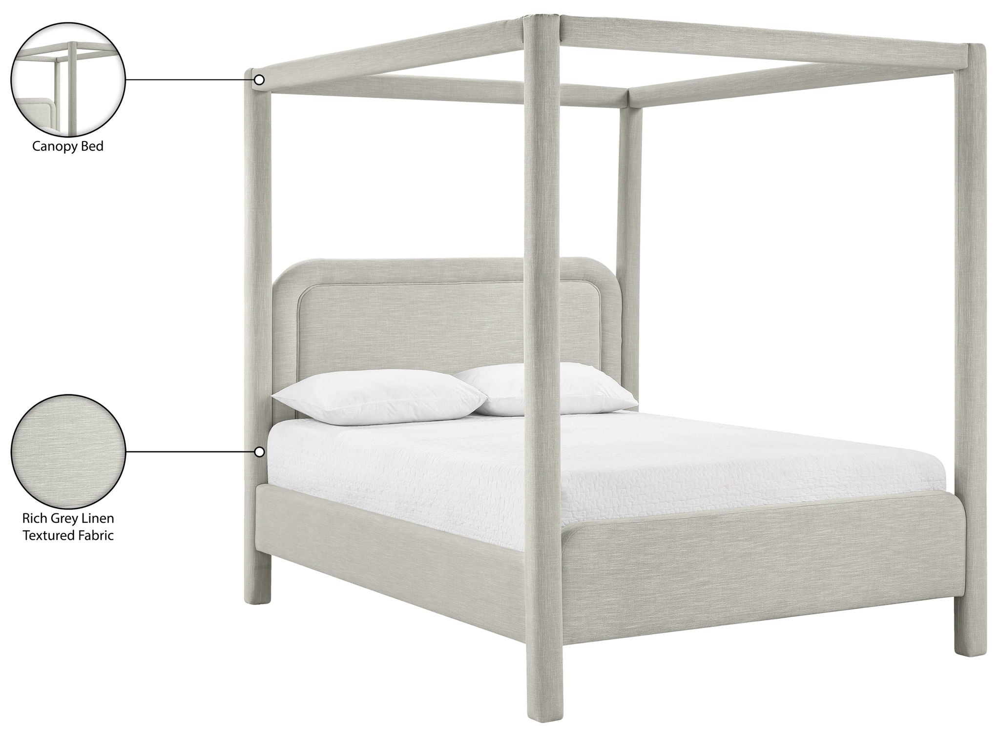 Salina - Linen Textured Fabric Upholstered Bed