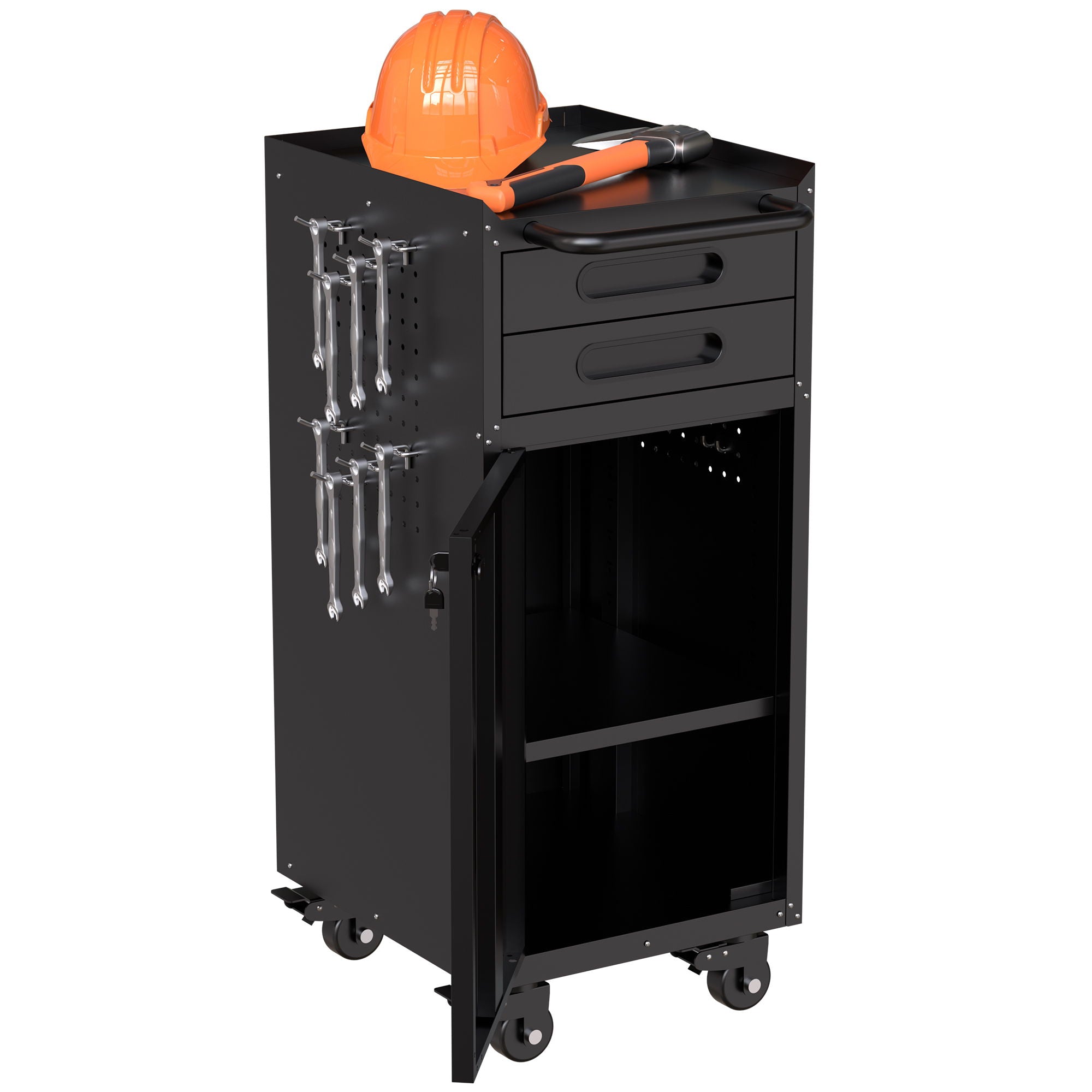 Rolling Tool Cabinet Heavy Duty Garage Storage With Lockable Doors