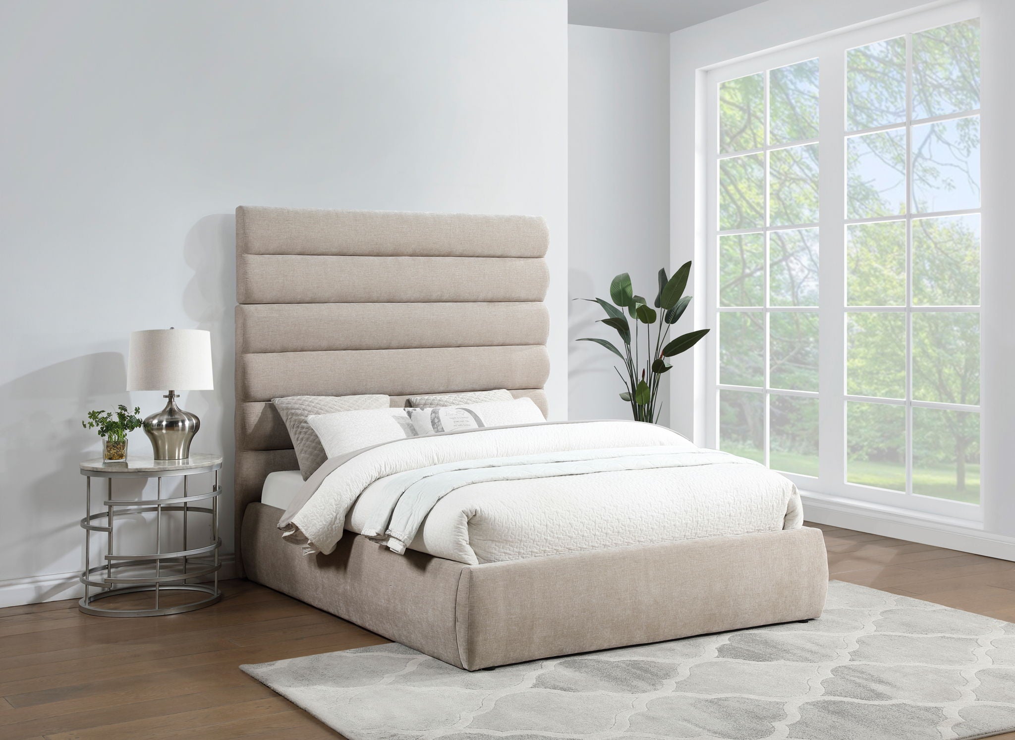 Adam - Chenille Fabric Bed With 70.5" Headboard