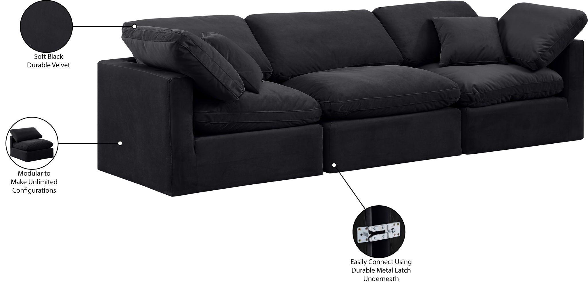 Indulge - Velvet 3 Seat Modular Sofa