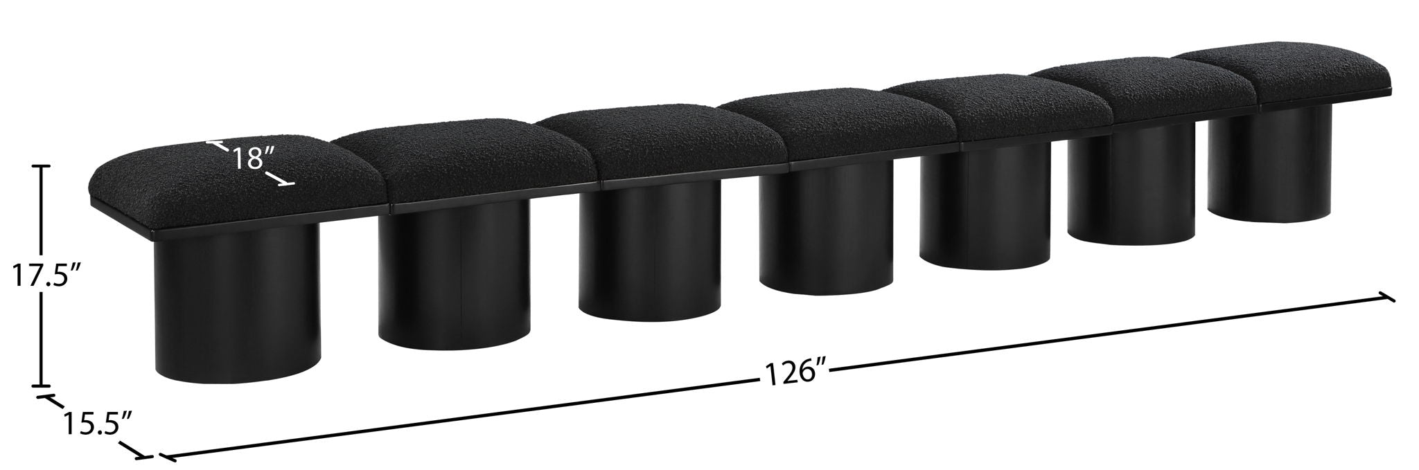 Pavilion - 7 Piece Modular Bench With Black Base