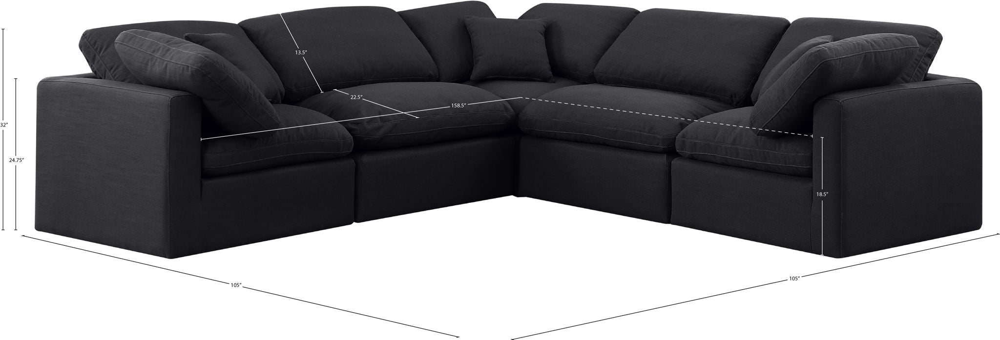 Indulge - Linen 5 Piece Modular Corner Sectional