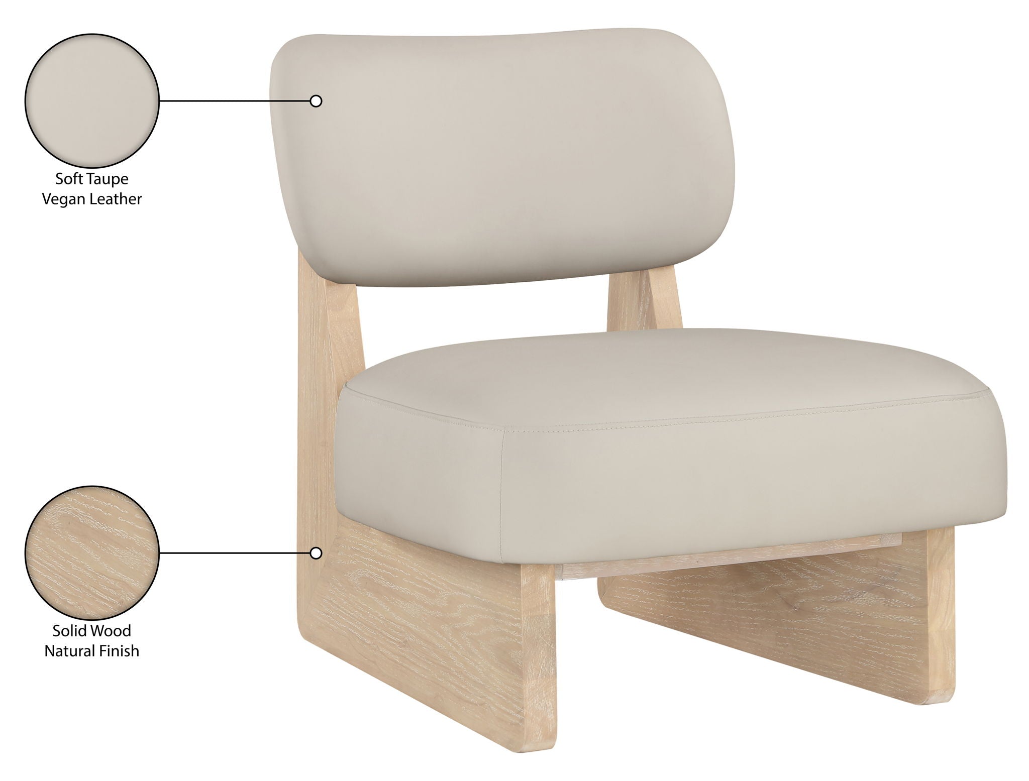 Vetra - Vegan Leather Upholstered Accent Chair With Natural Base