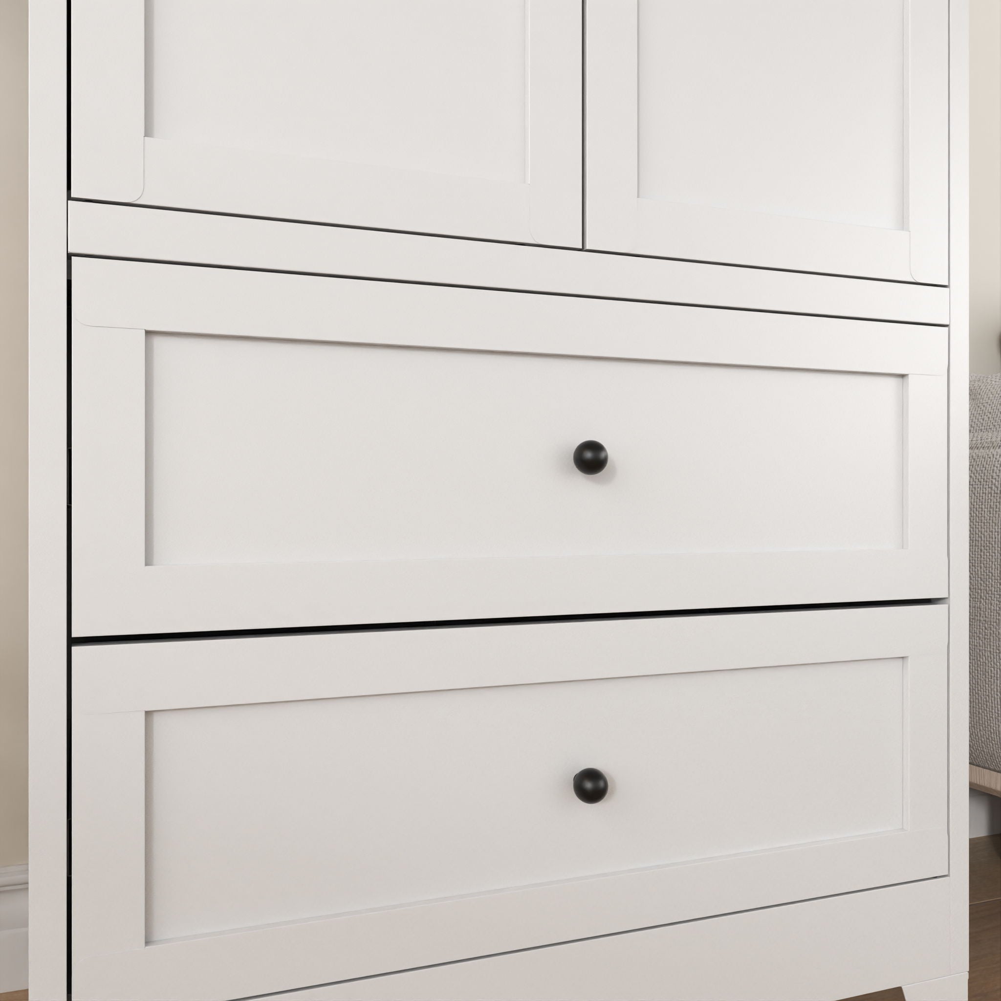 Pantry Cabinet With 2 Drawers, Freestanding Kitchen Storage Cabinet With Adjustable Shelves, Heavy-Duty Organizer For Spices, Dishware, Small Appliances - White