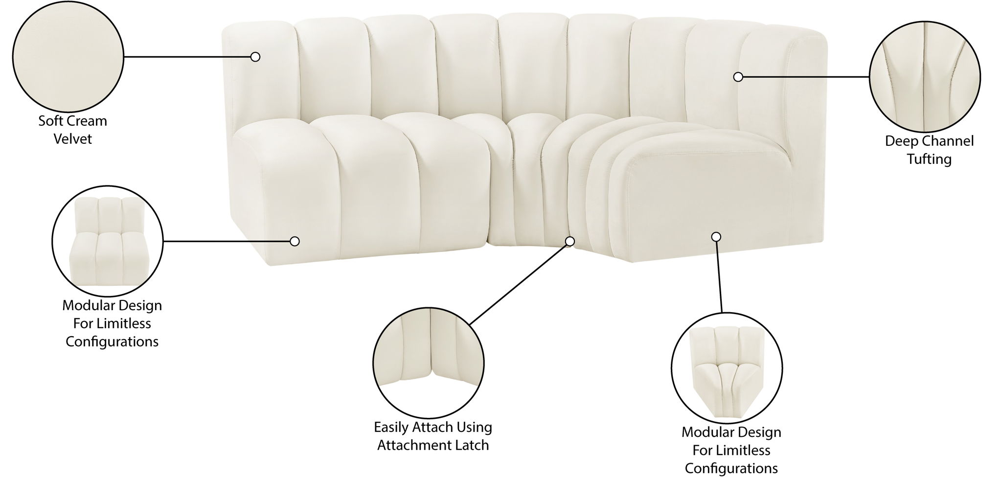 Arc - Velvet 3 Piece Sofa