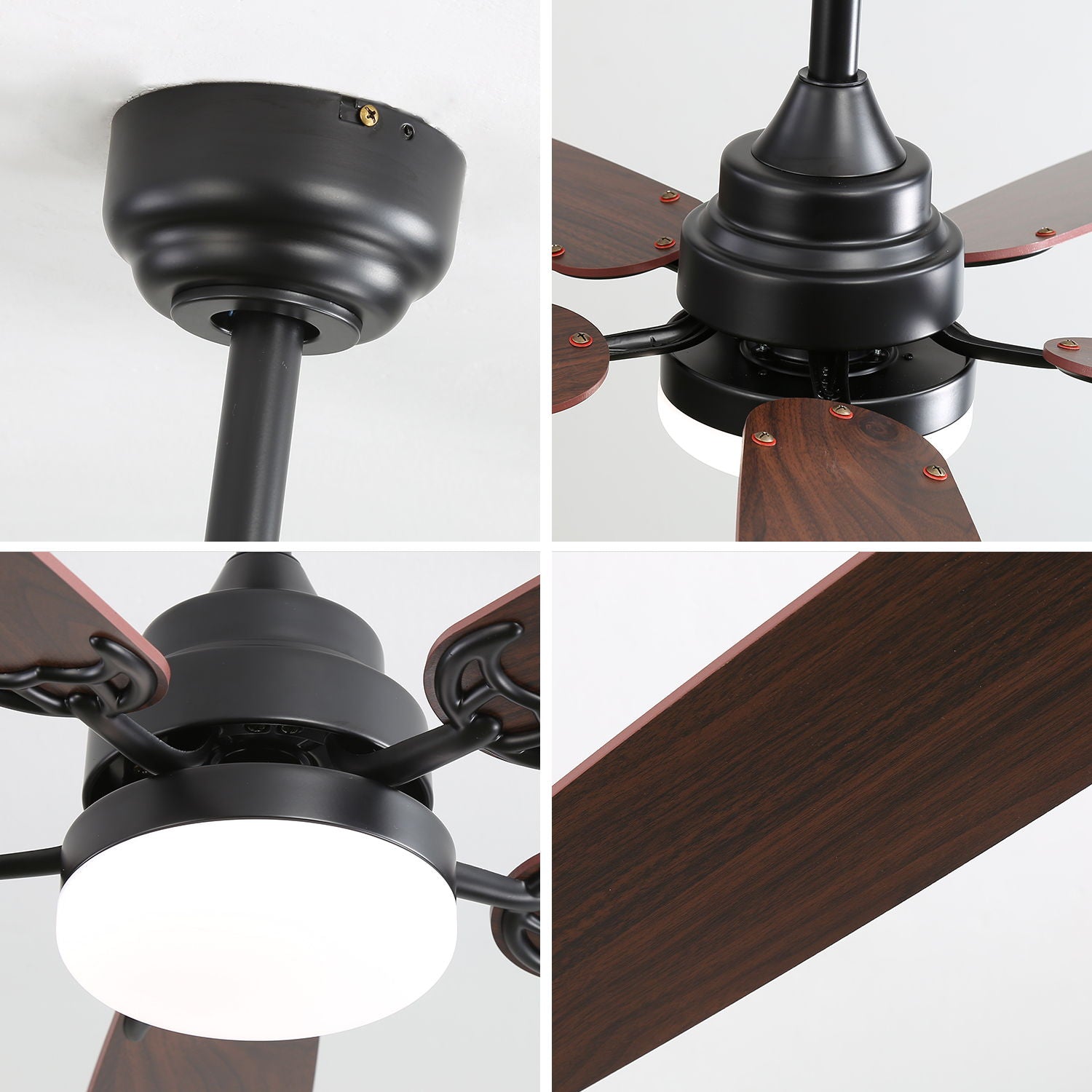 Ceiling Fan With LED Light, 6 Speed Wind, 5 Blades, Remote Control DC Motor