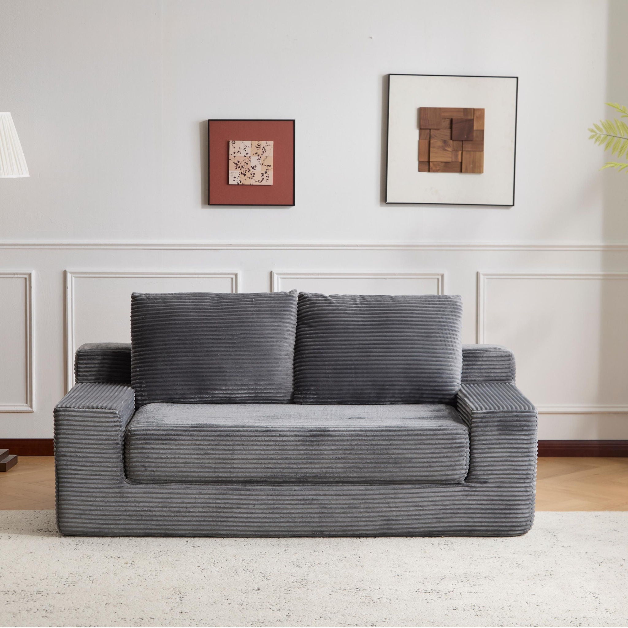 Comfortable Deep Seat Loveseat Sofa Bed, Reversible Cushion With Pillows