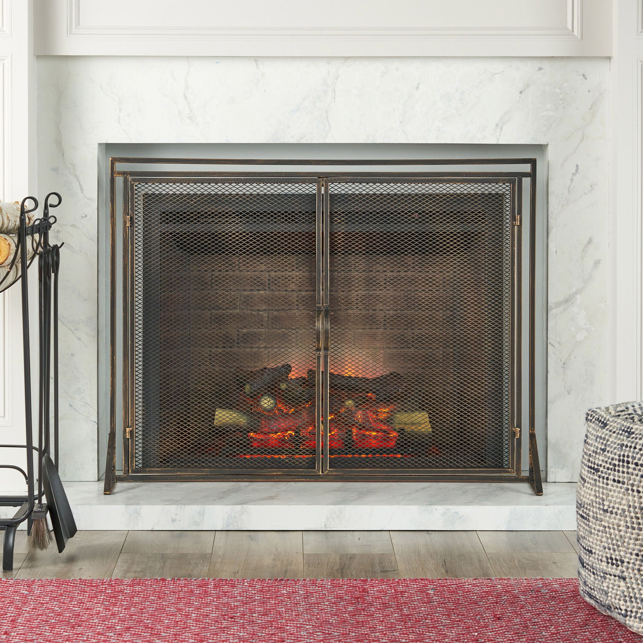Samantha - Iron Fireplace Screen 2 Door Design