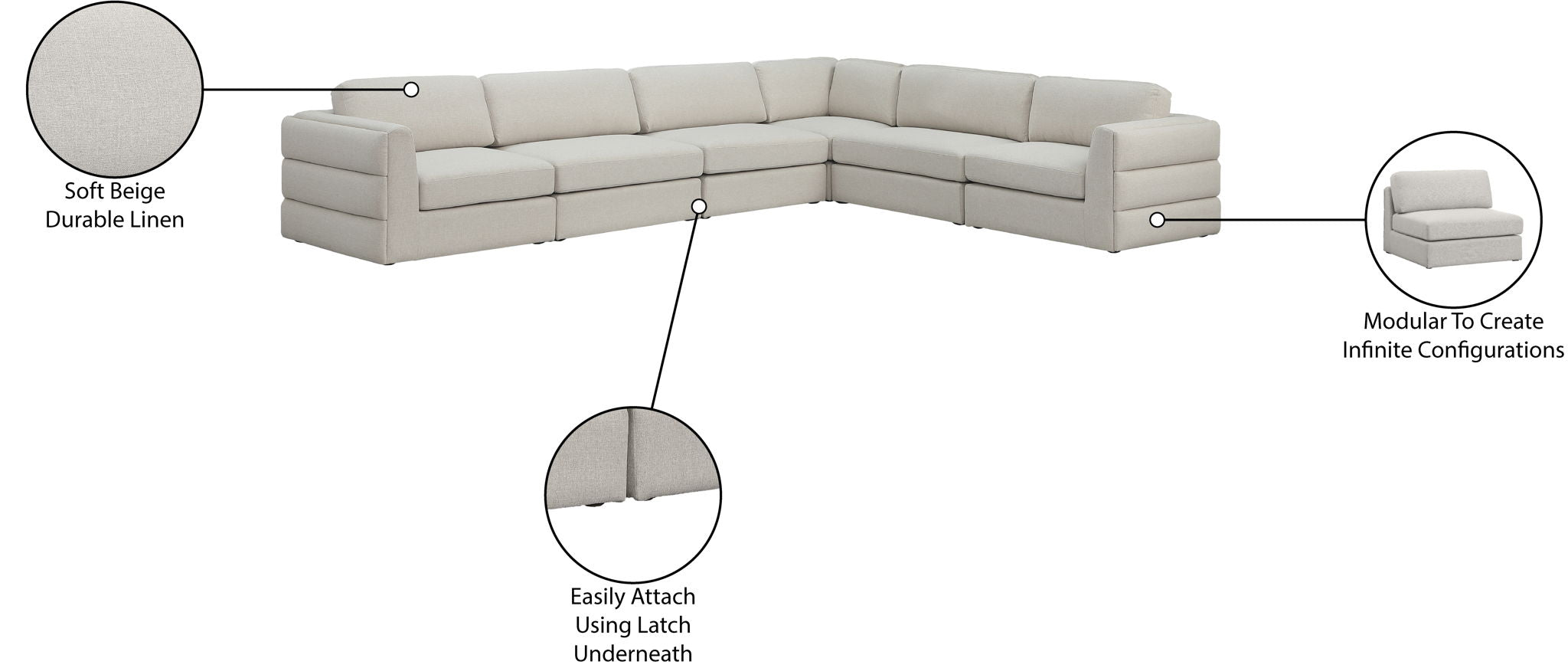 Beckham - 6 Piece Modular Corner Sectional