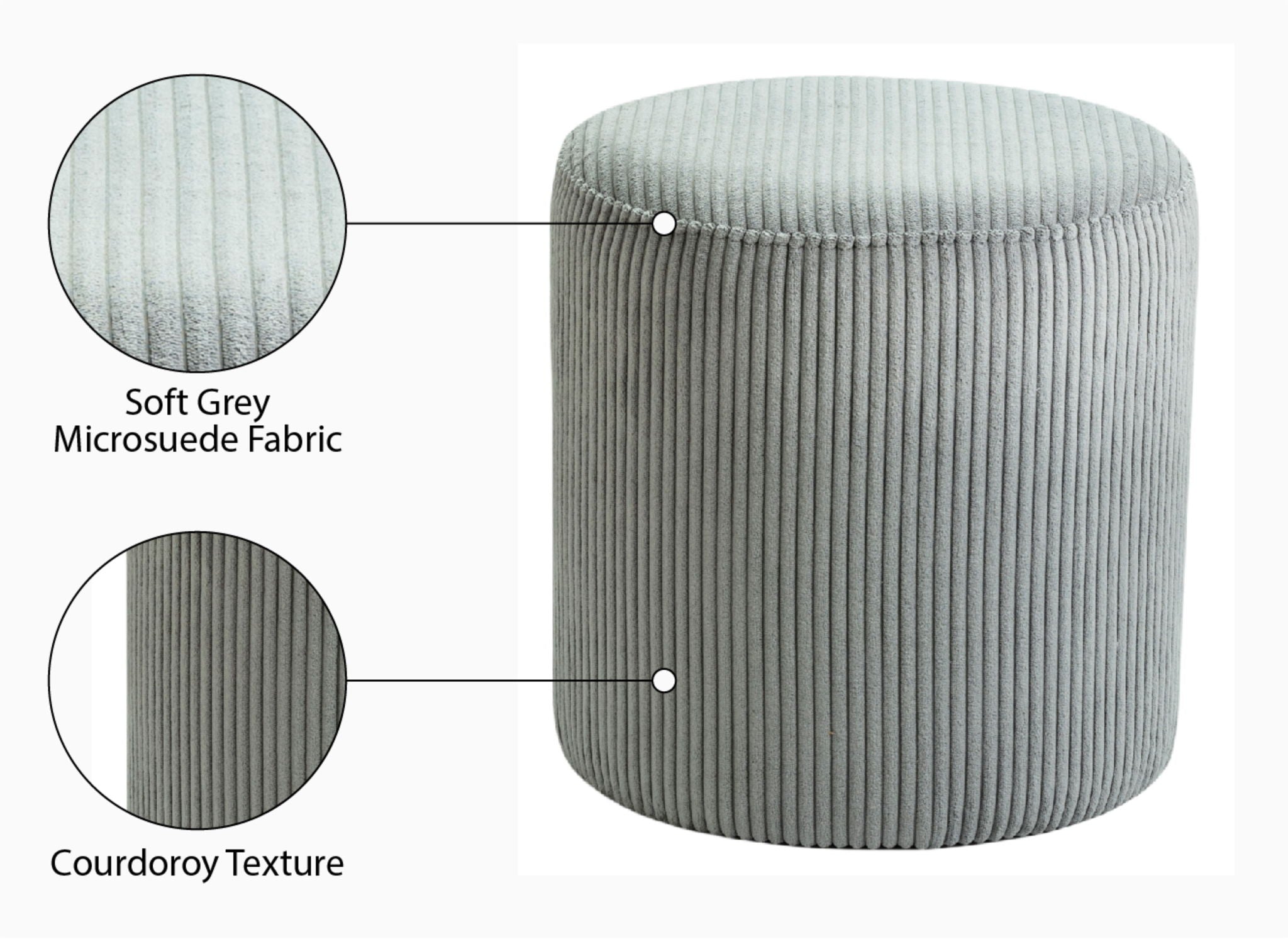 Roy - Round Microsuede Ottoman / Stool