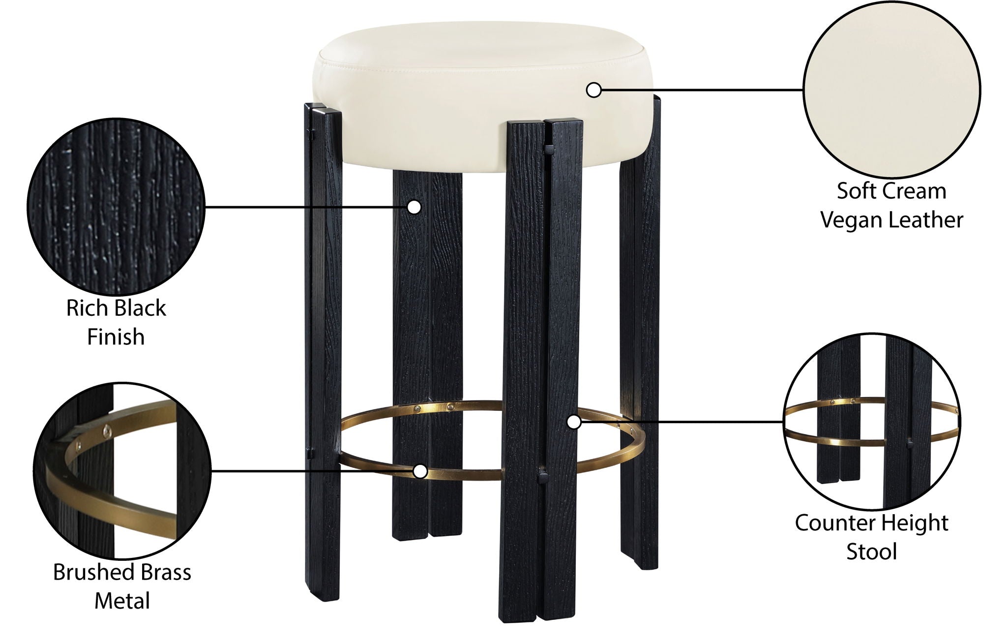 Harrison - Counter Stool With Black Legs