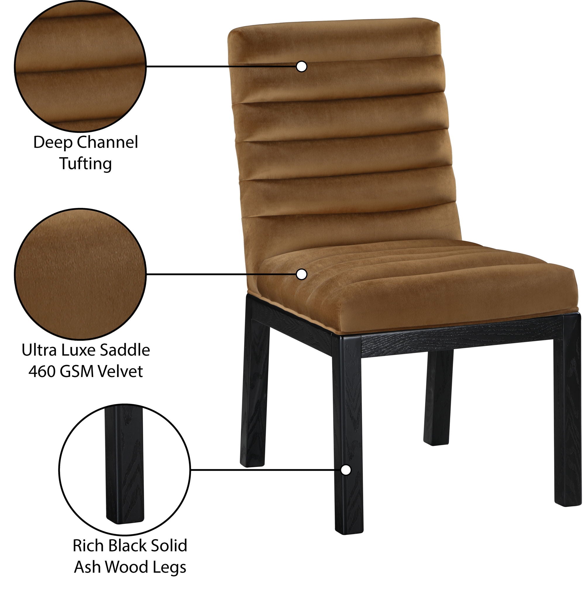Evelyn - Dining Chair With Black Legs - Saddle