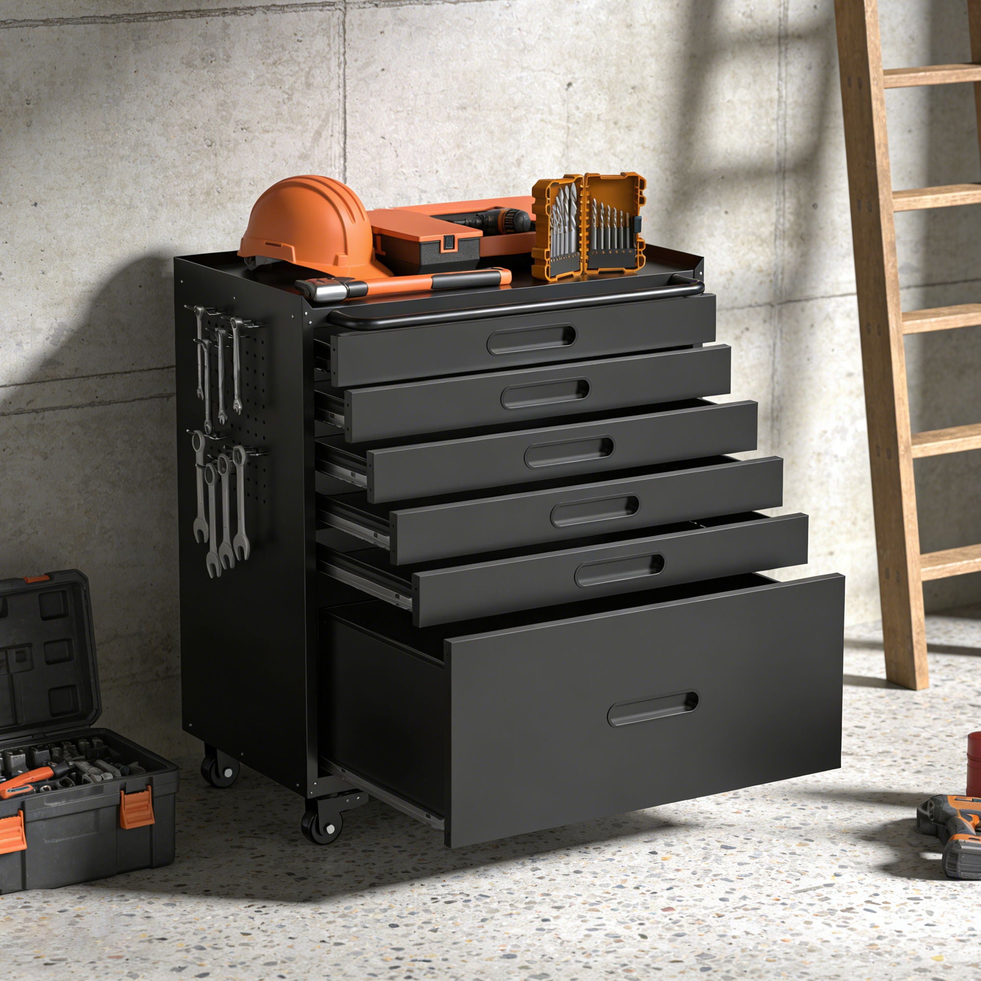 Rolling Tool Cabinet Heavy Duty Garage Storage With Lockable Doors