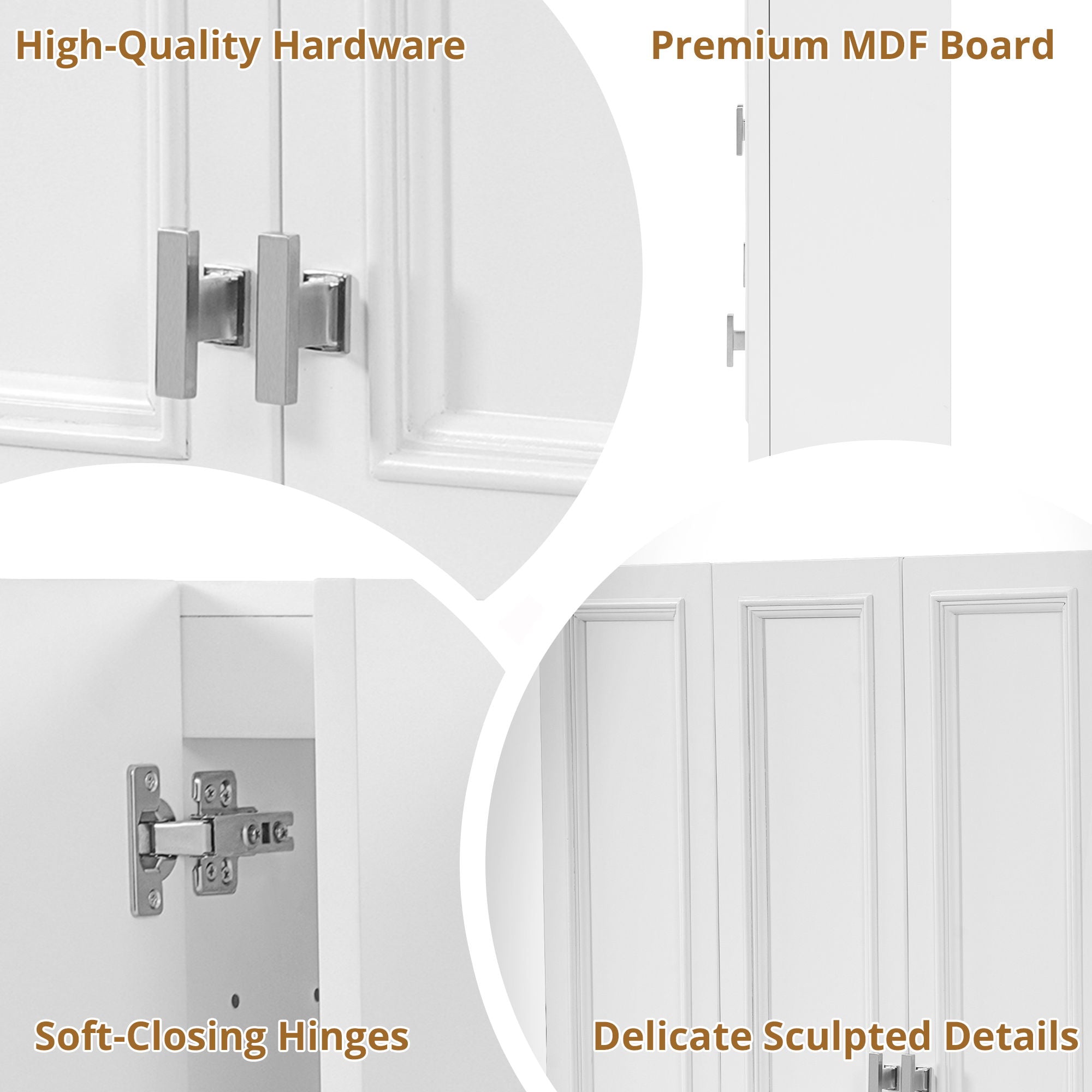 Wall Mounted Bathroom Cabinet With 5 Adjustable Shelves